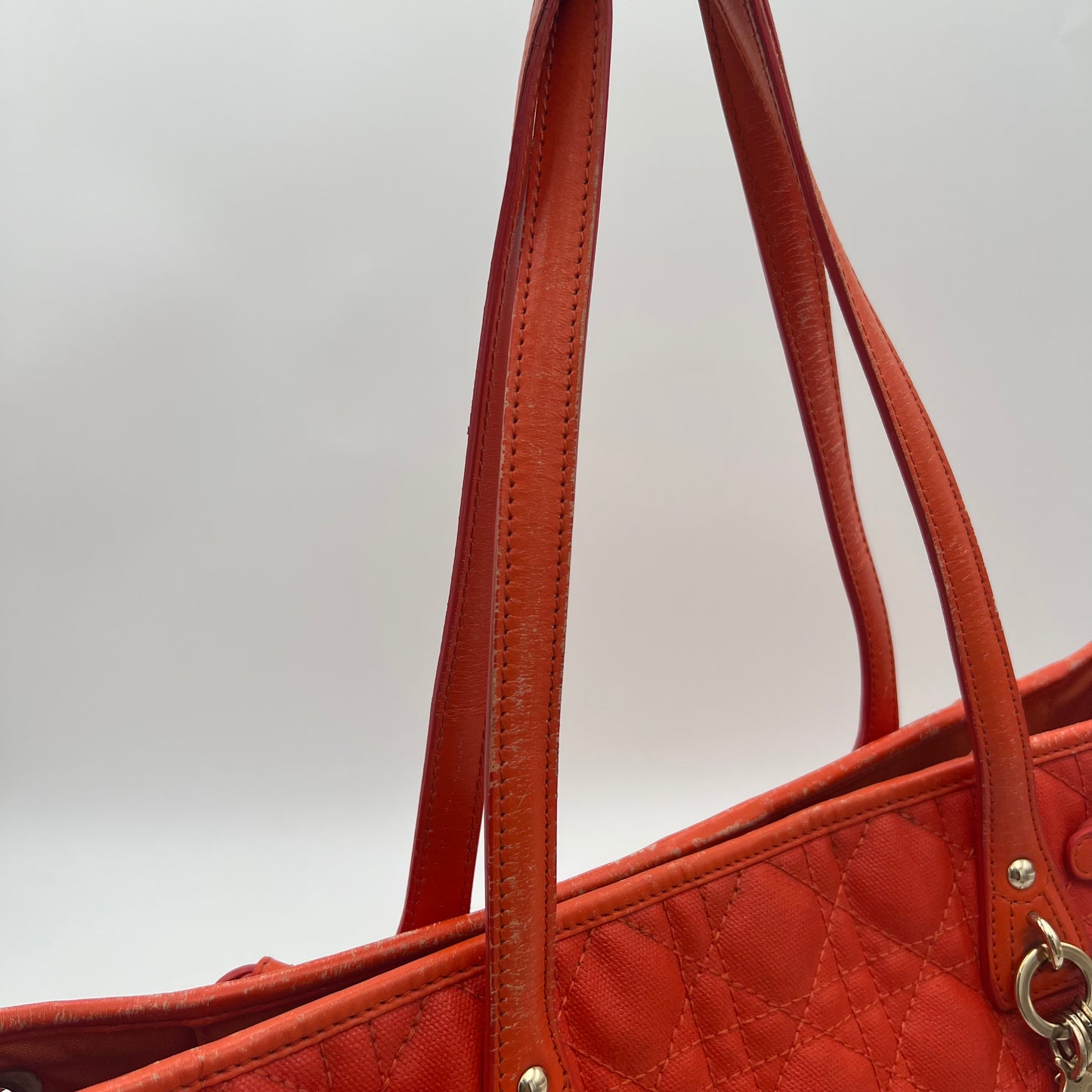 Christian Dior Orange Coated Canvas Medium Panarea Tote