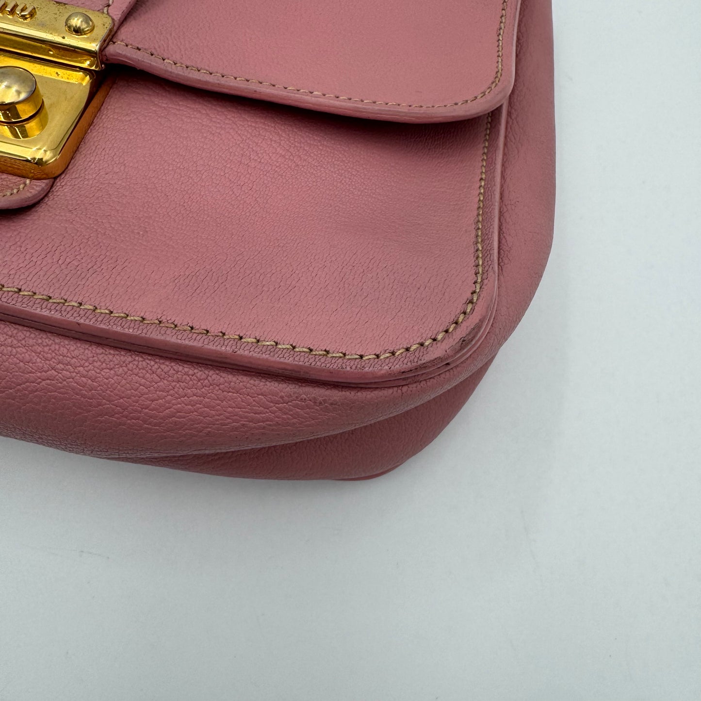 Miu Miu Pink Madras Leather Handbag GHW