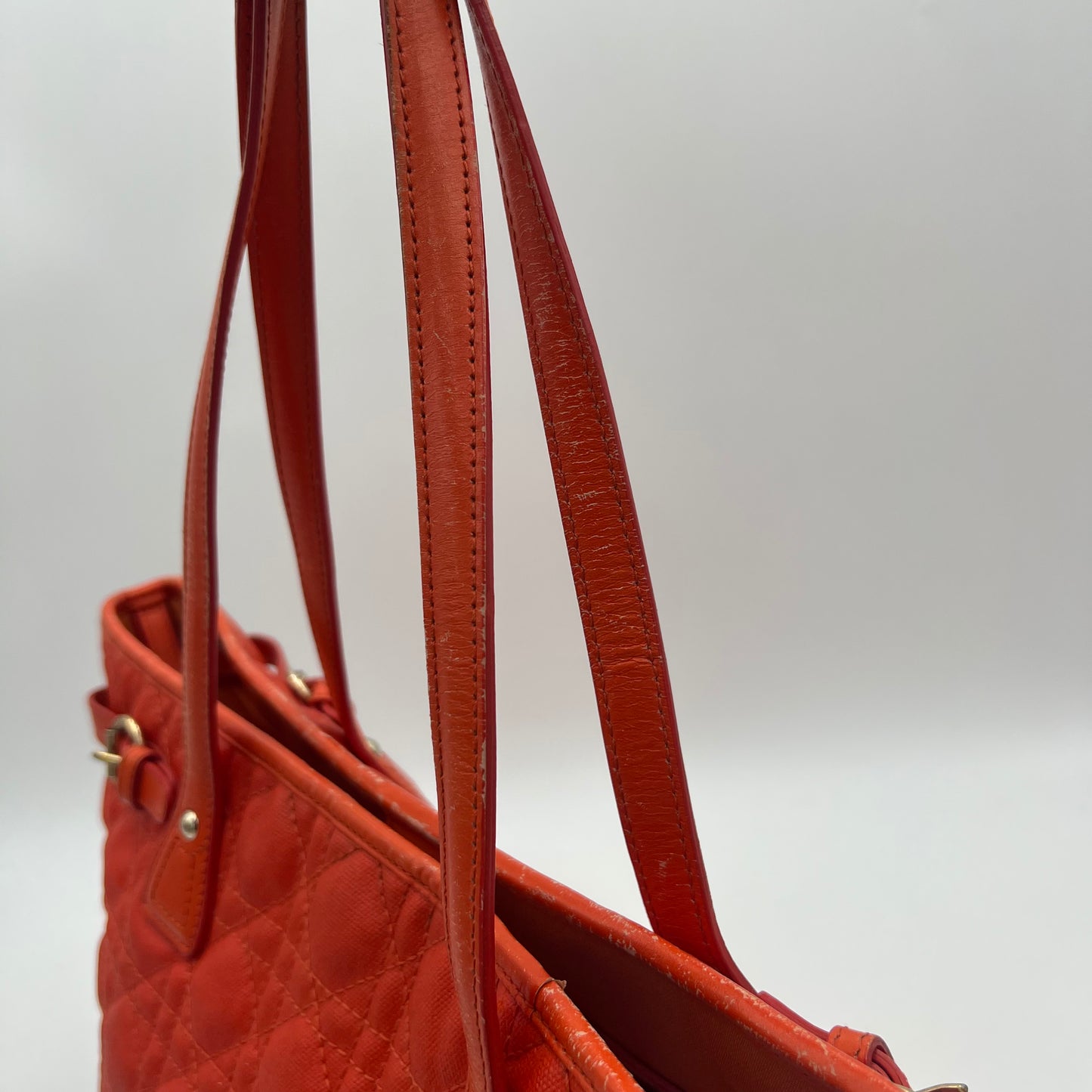 Christian Dior Orange Coated Canvas Medium Panarea Tote