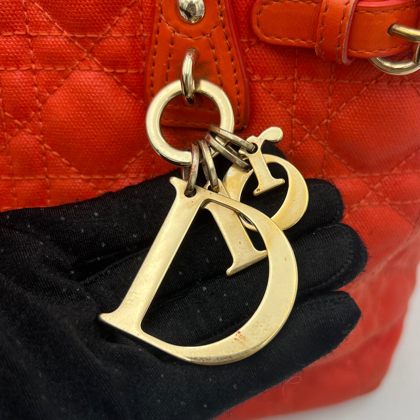 Christian Dior Orange Coated Canvas Medium Panarea Tote