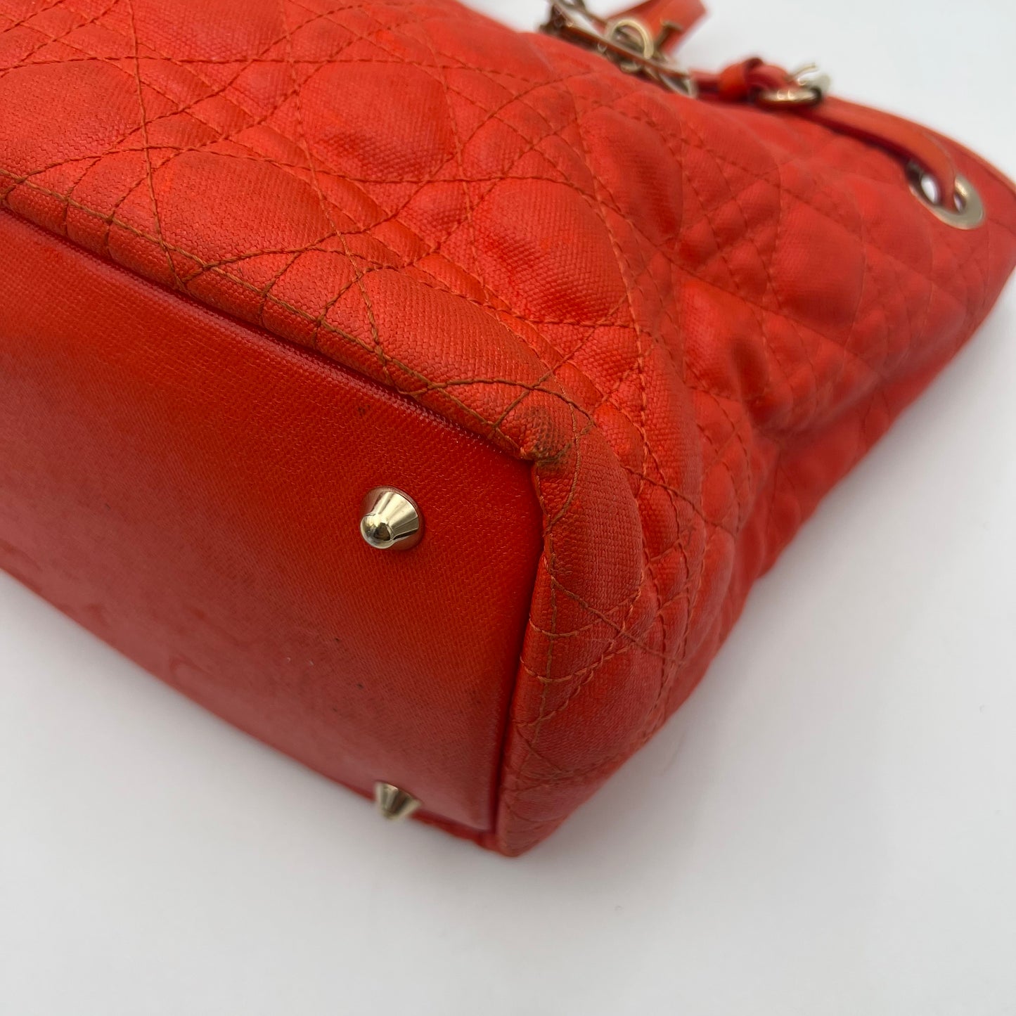 Christian Dior Orange Coated Canvas Medium Panarea Tote