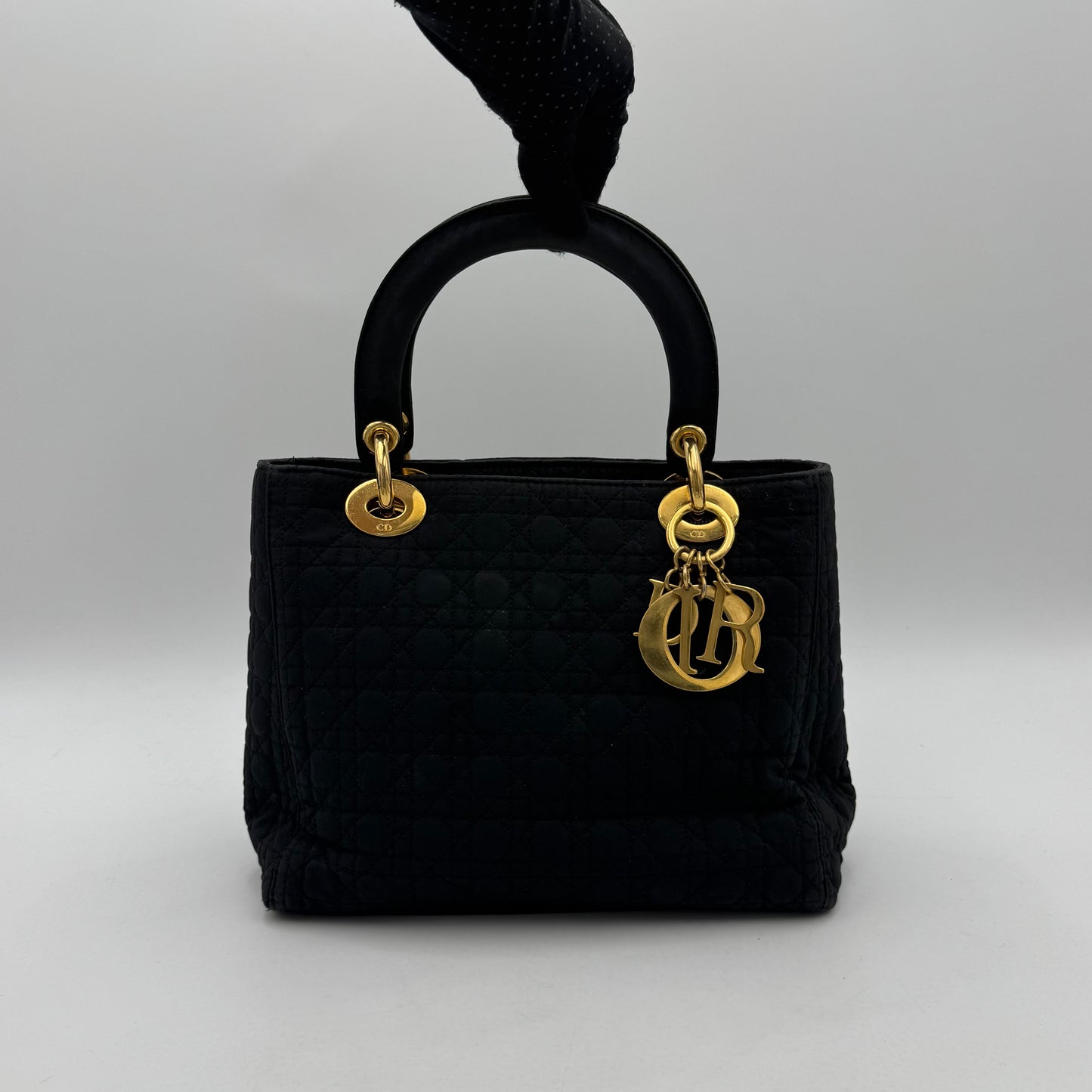 Christian Dior Black Nylon Cannage Lady Dior GHW