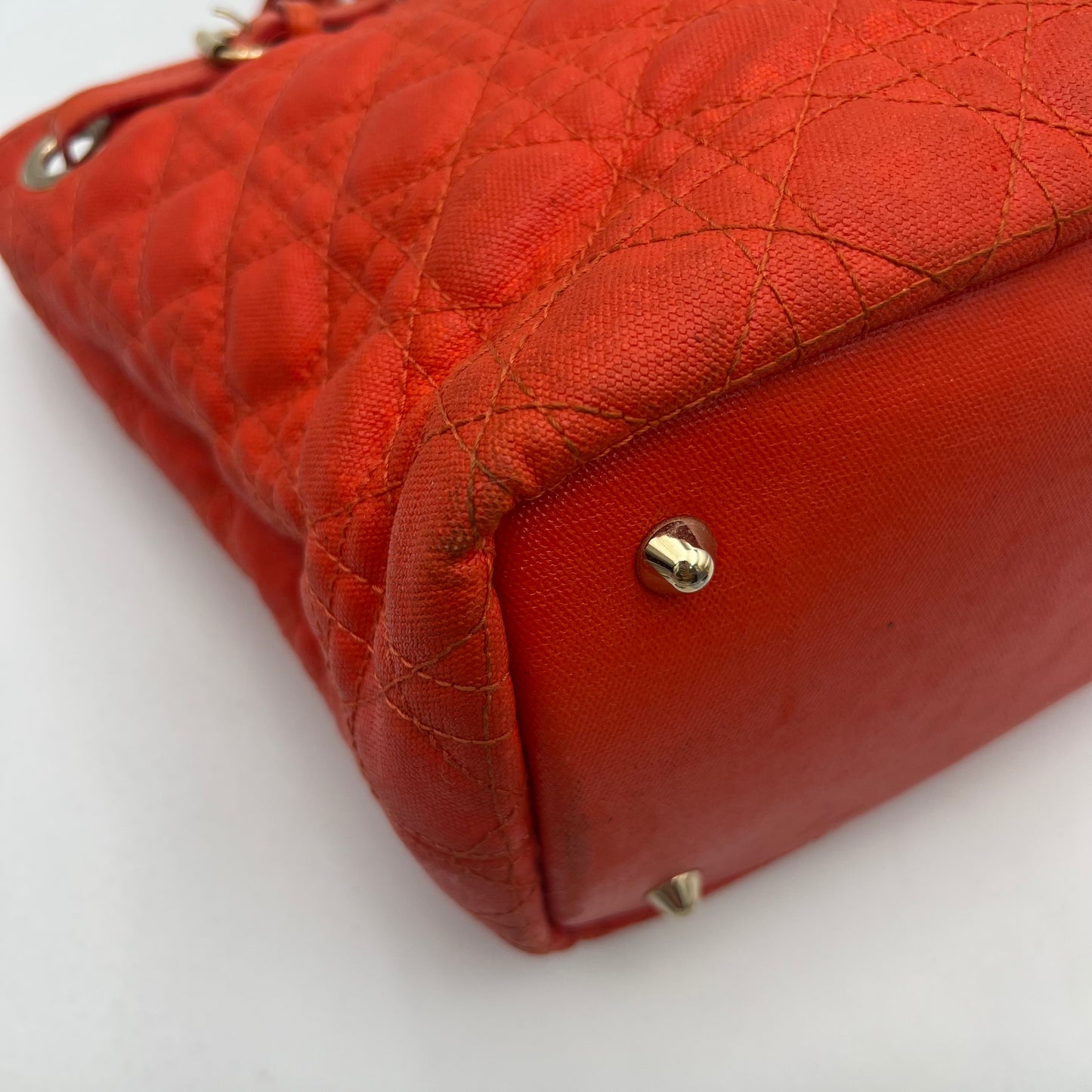Christian Dior Orange Coated Canvas Medium Panarea Tote