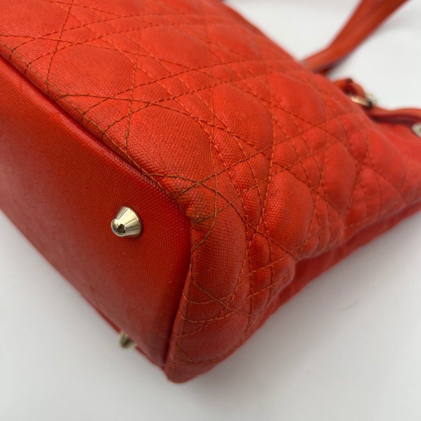 Christian Dior Orange Coated Canvas Medium Panarea Tote