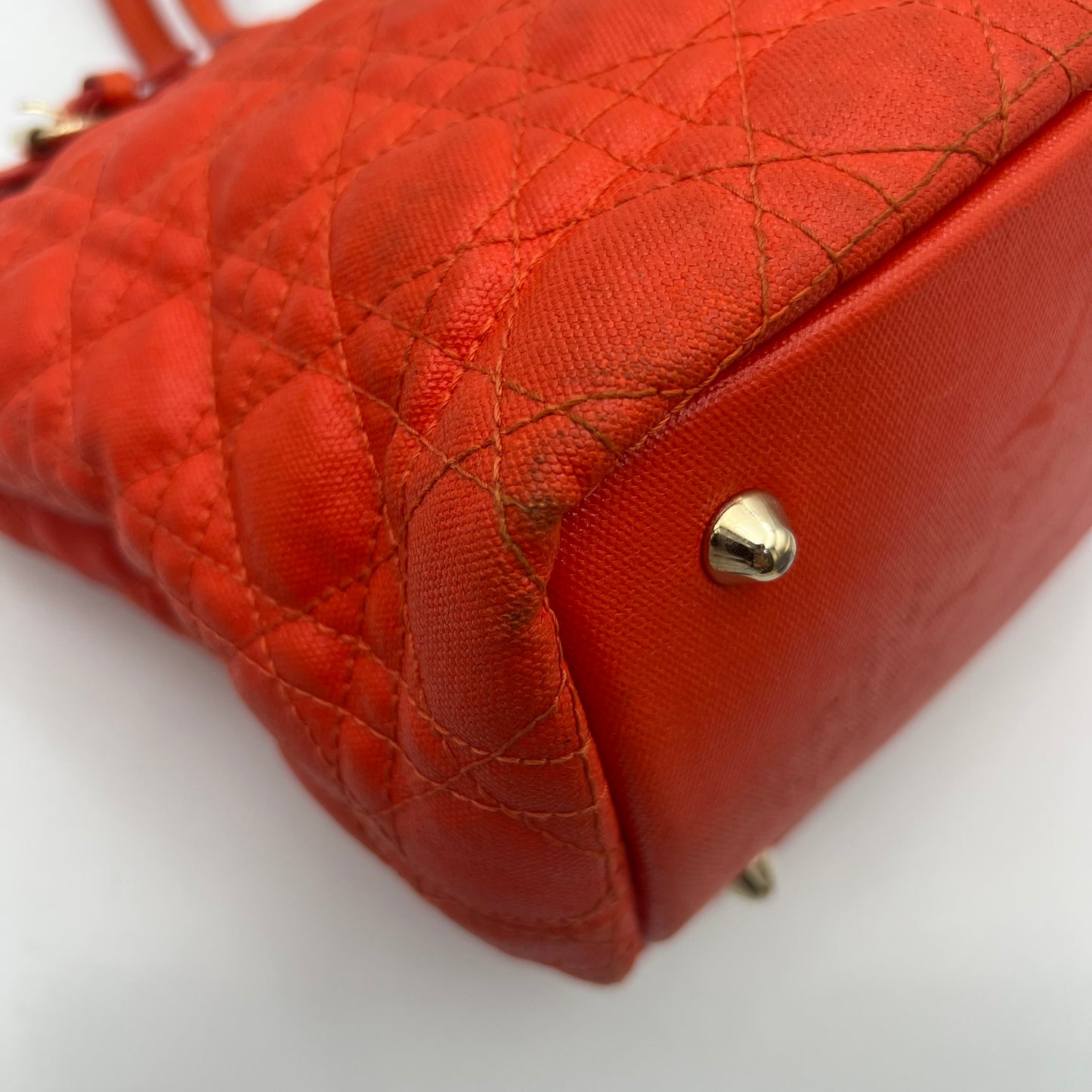 Christian Dior Orange Coated Canvas Medium Panarea Tote
