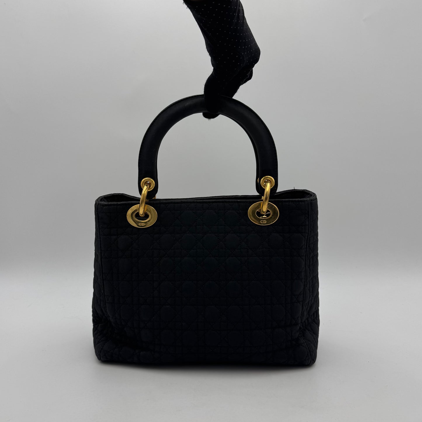 Christian Dior Black Nylon Cannage Lady Dior GHW