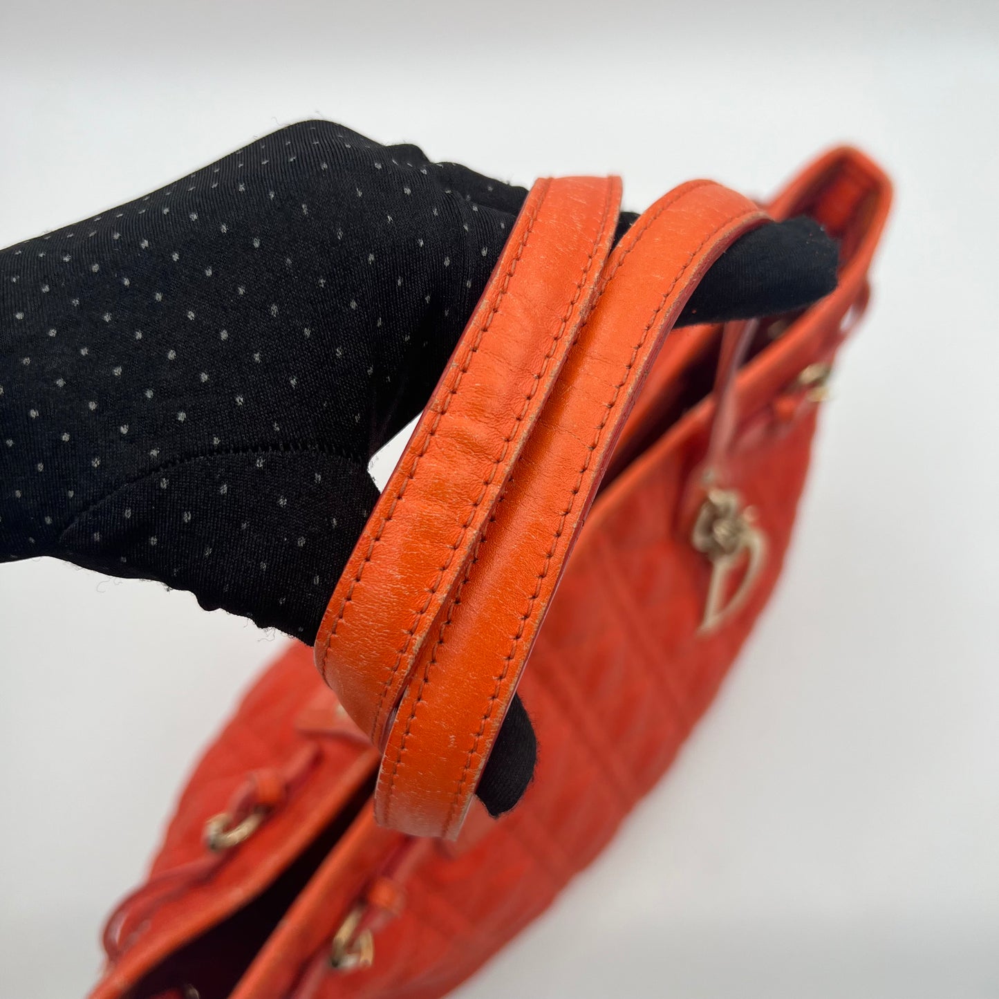Christian Dior Orange Coated Canvas Medium Panarea Tote