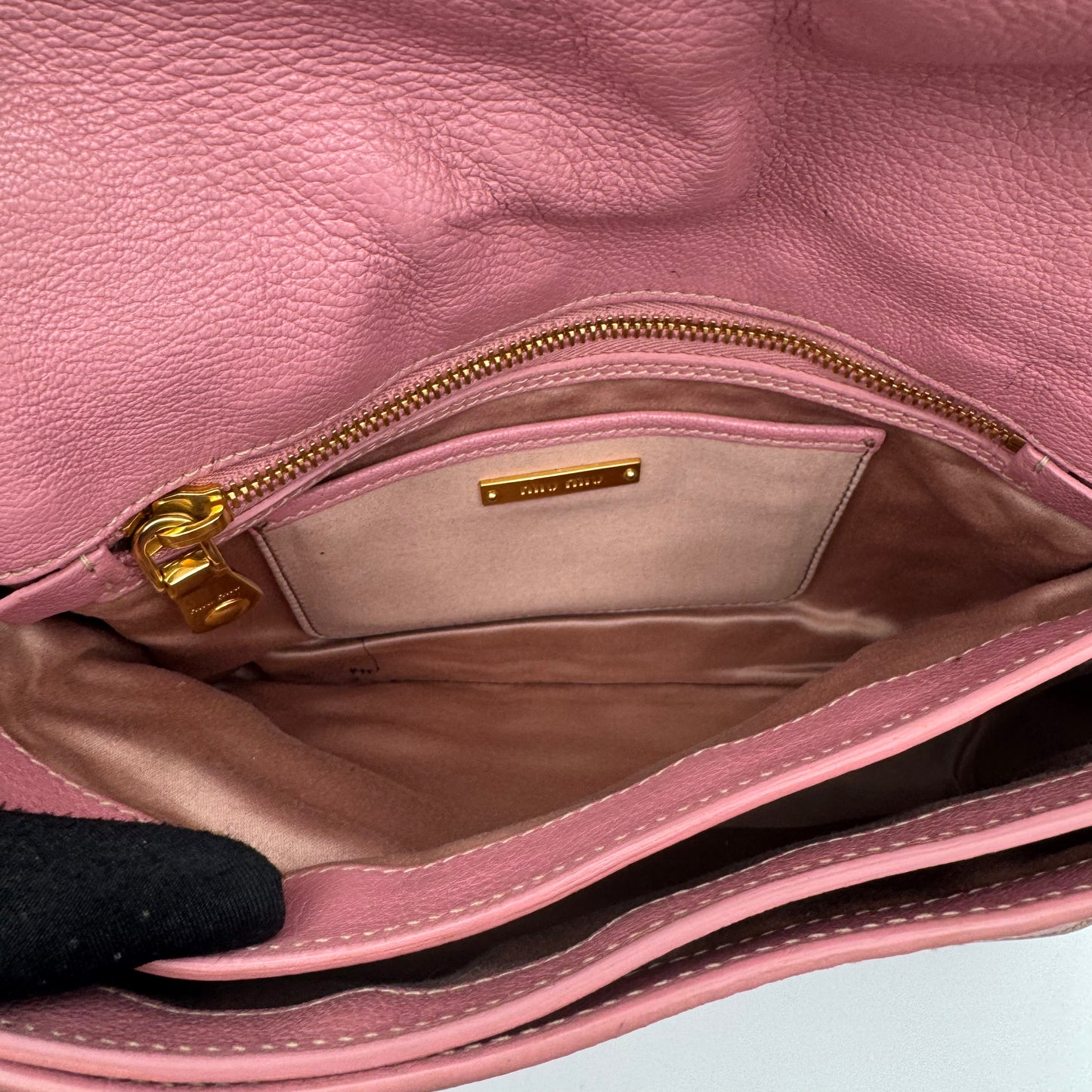 Miu Miu Pink Madras Leather Handbag GHW