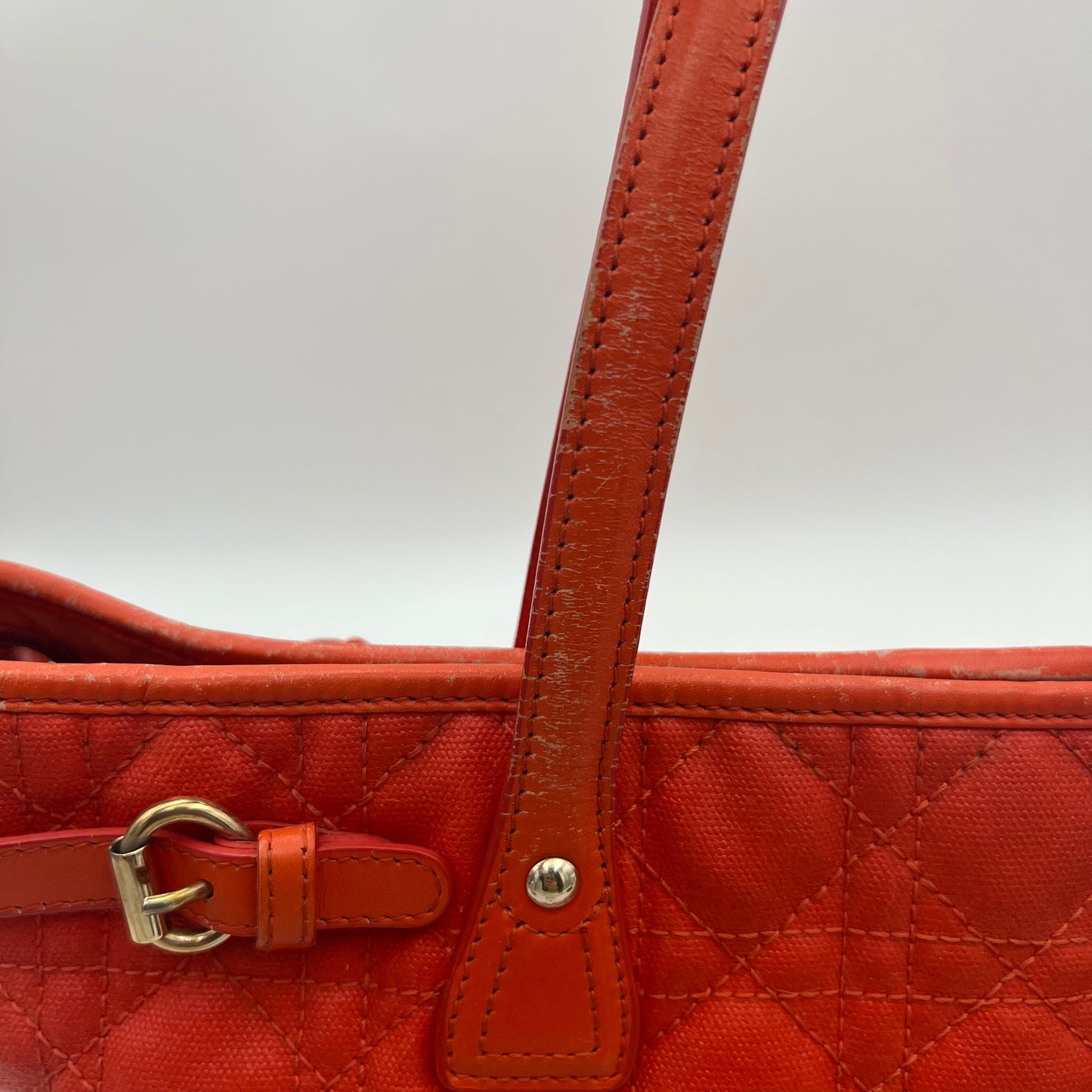Christian Dior Orange Coated Canvas Medium Panarea Tote