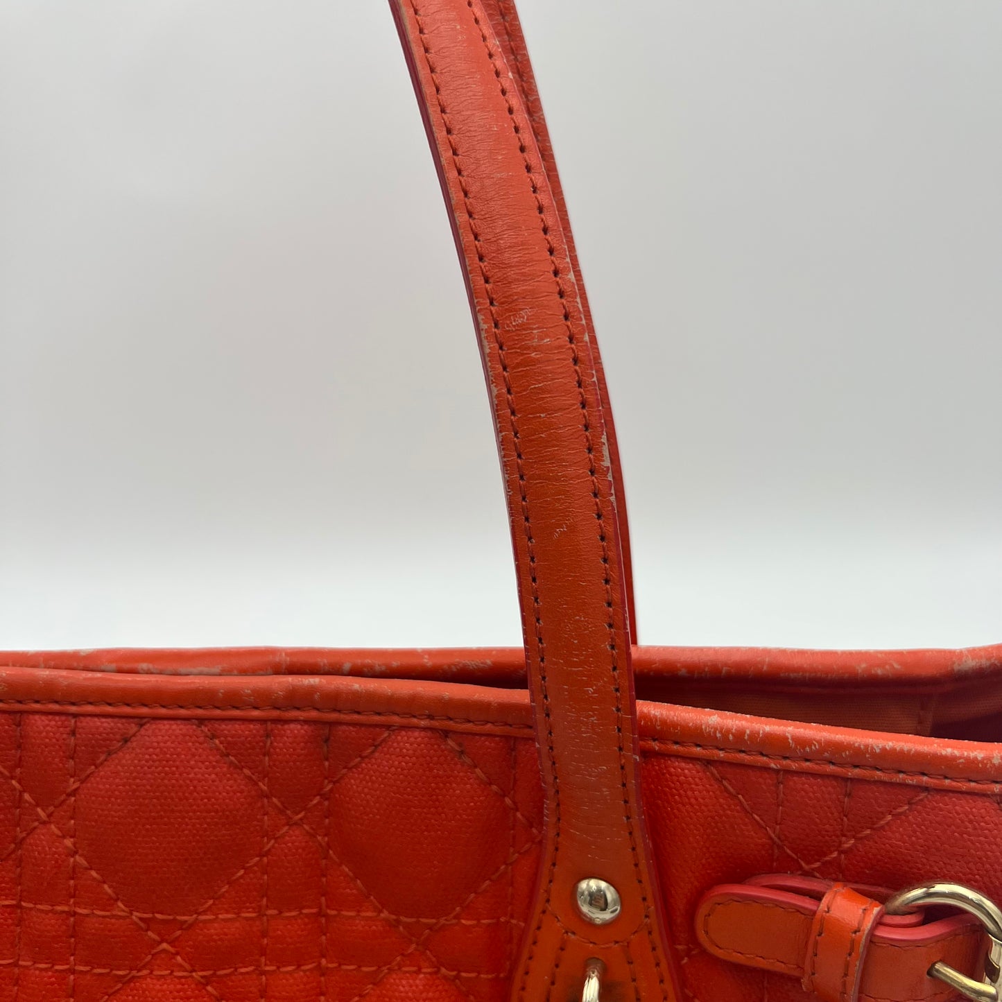 Christian Dior Orange Coated Canvas Medium Panarea Tote
