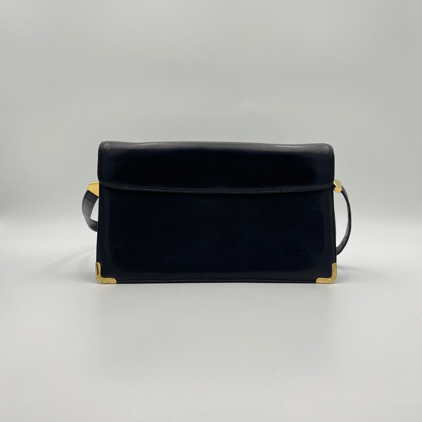 Christian Dior Black Leather Logo Box Shoulder Bag