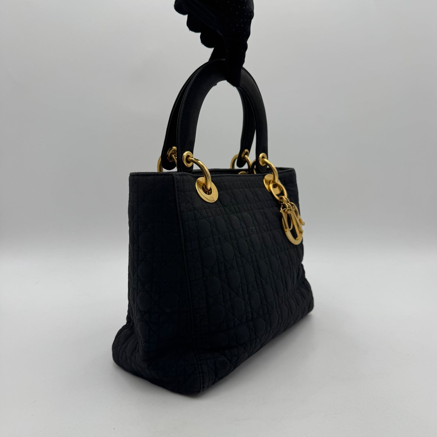 Christian Dior Black Nylon Cannage Lady Dior GHW