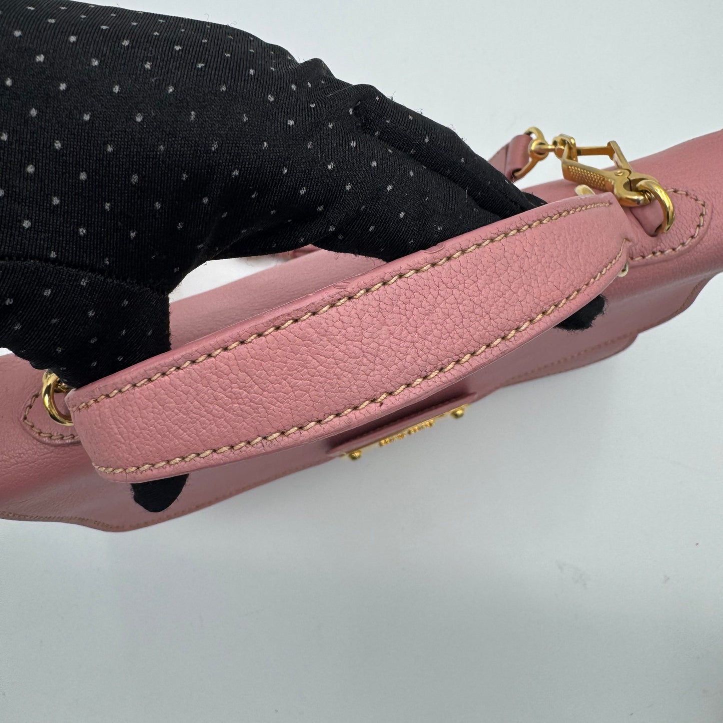 Miu Miu Pink Madras Leather Handbag GHW