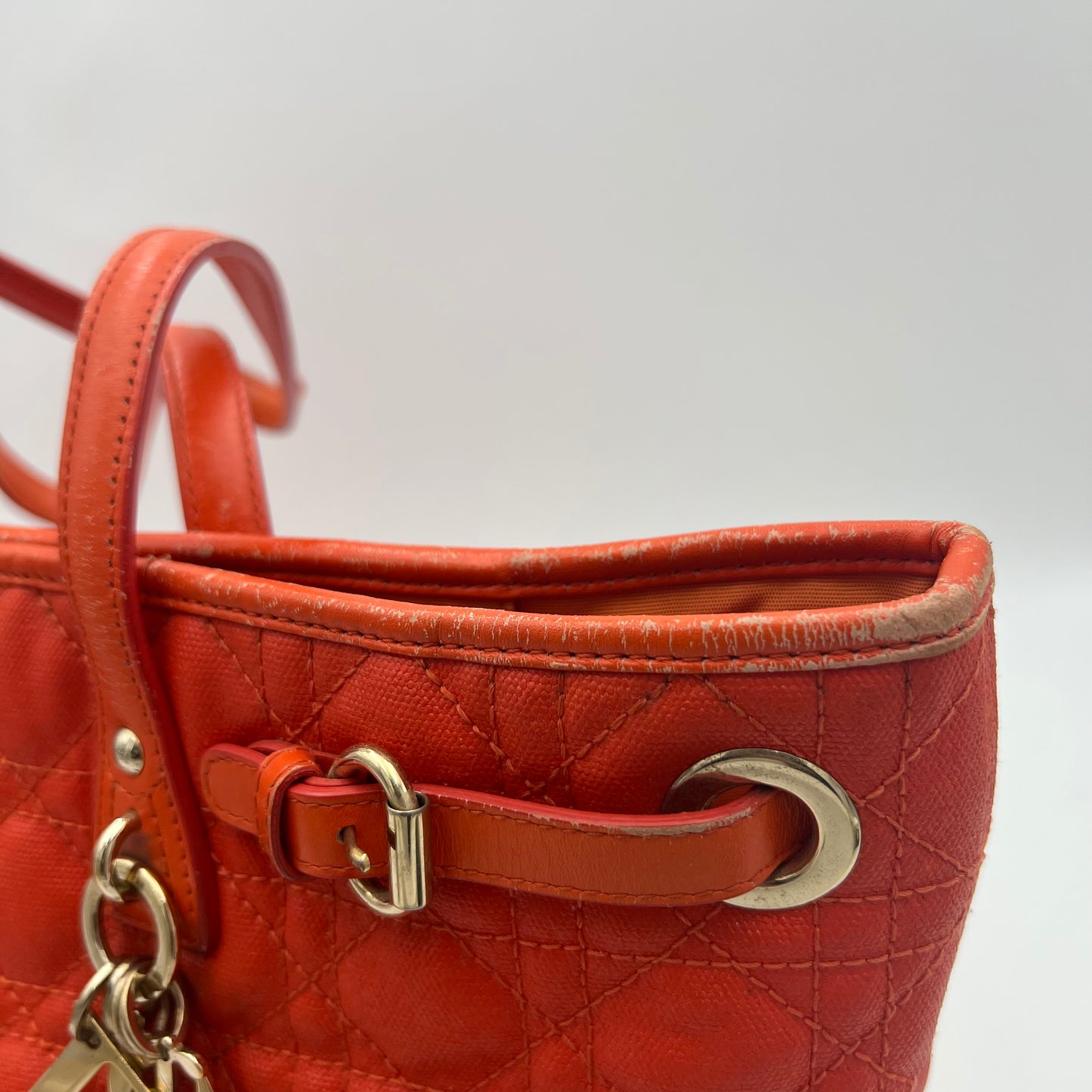 Christian Dior Orange Coated Canvas Medium Panarea Tote