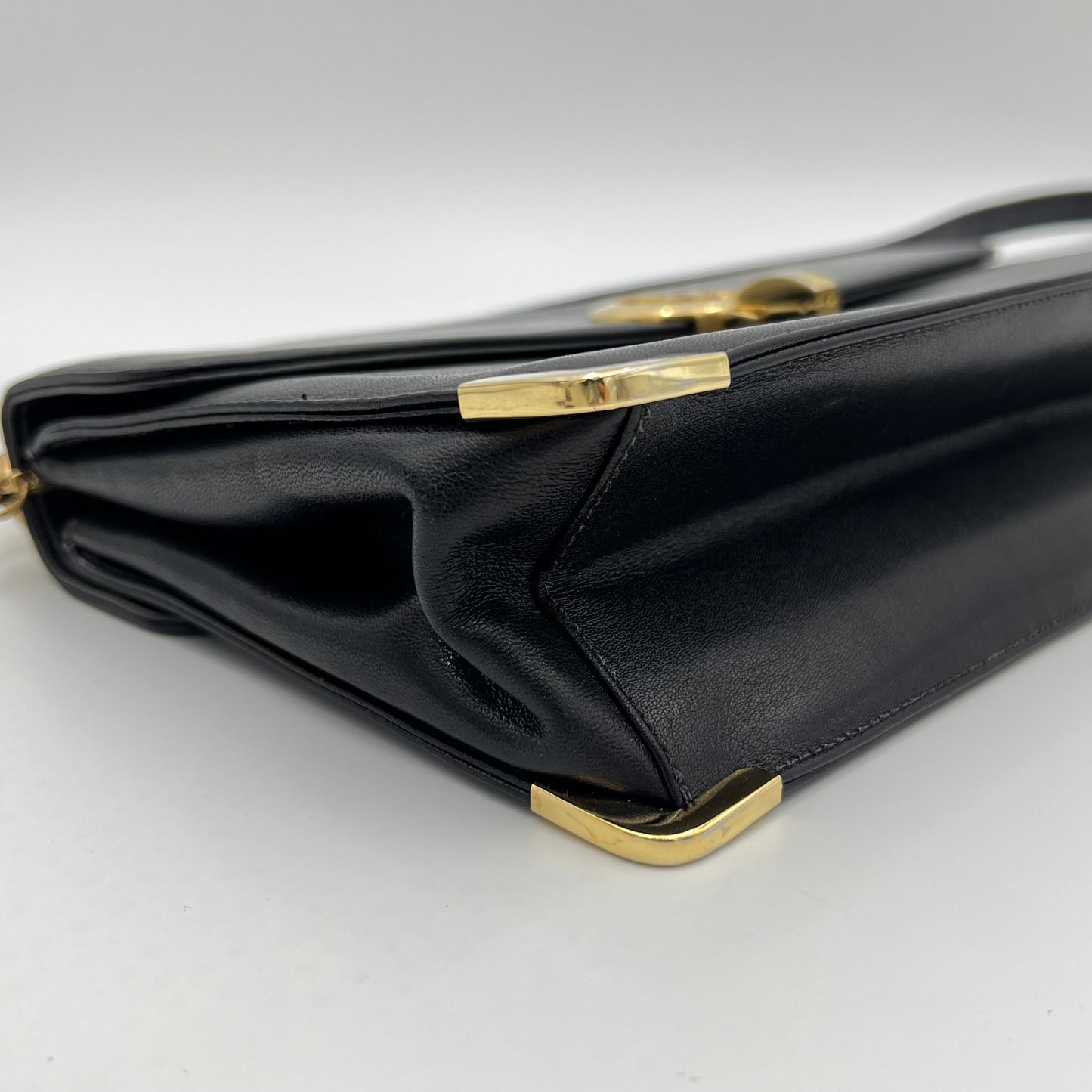 Christian Dior Black Leather Logo Box Shoulder Bag