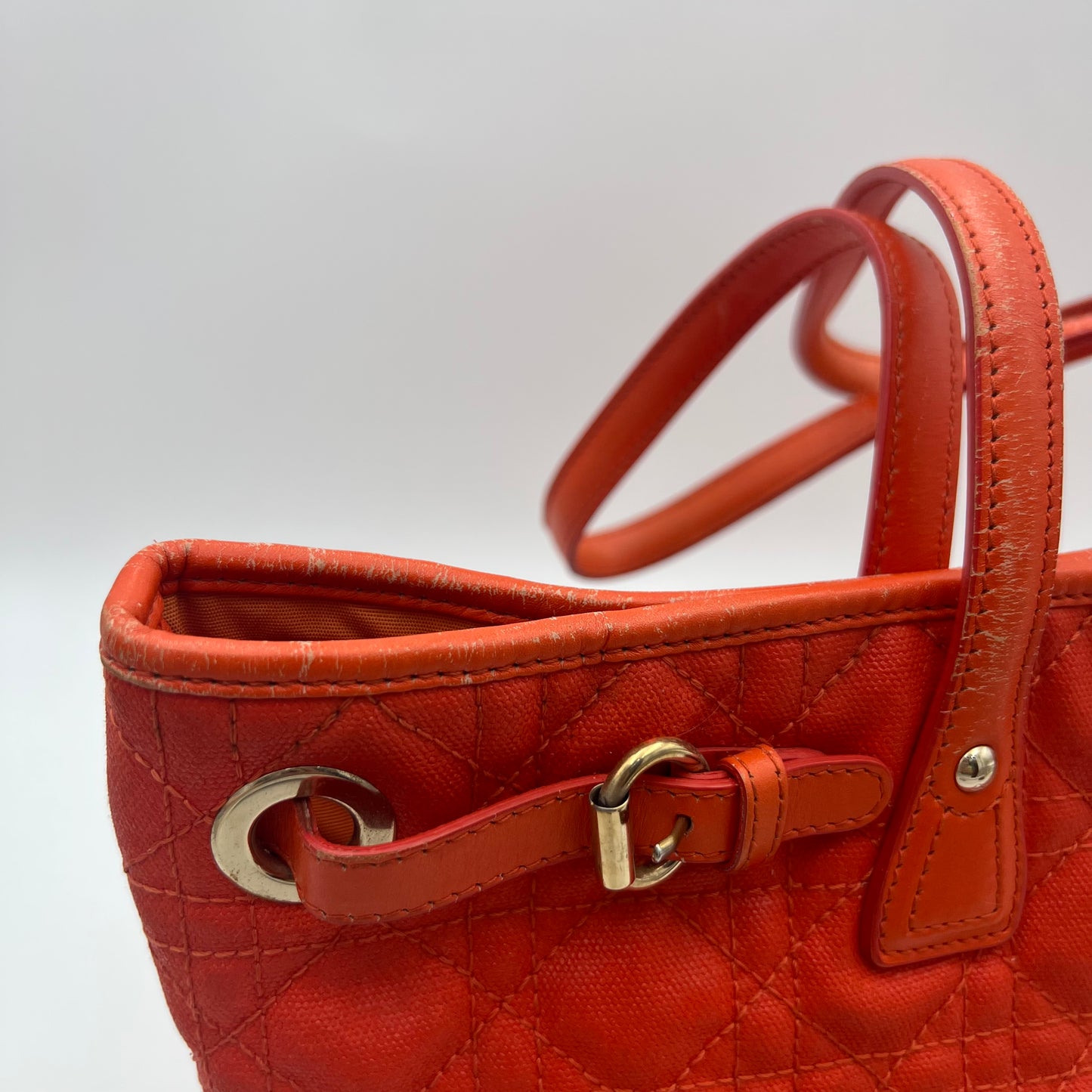 Christian Dior Orange Coated Canvas Medium Panarea Tote