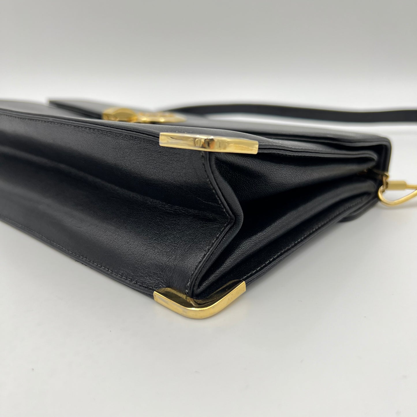 Christian Dior Black Leather Logo Box Shoulder Bag