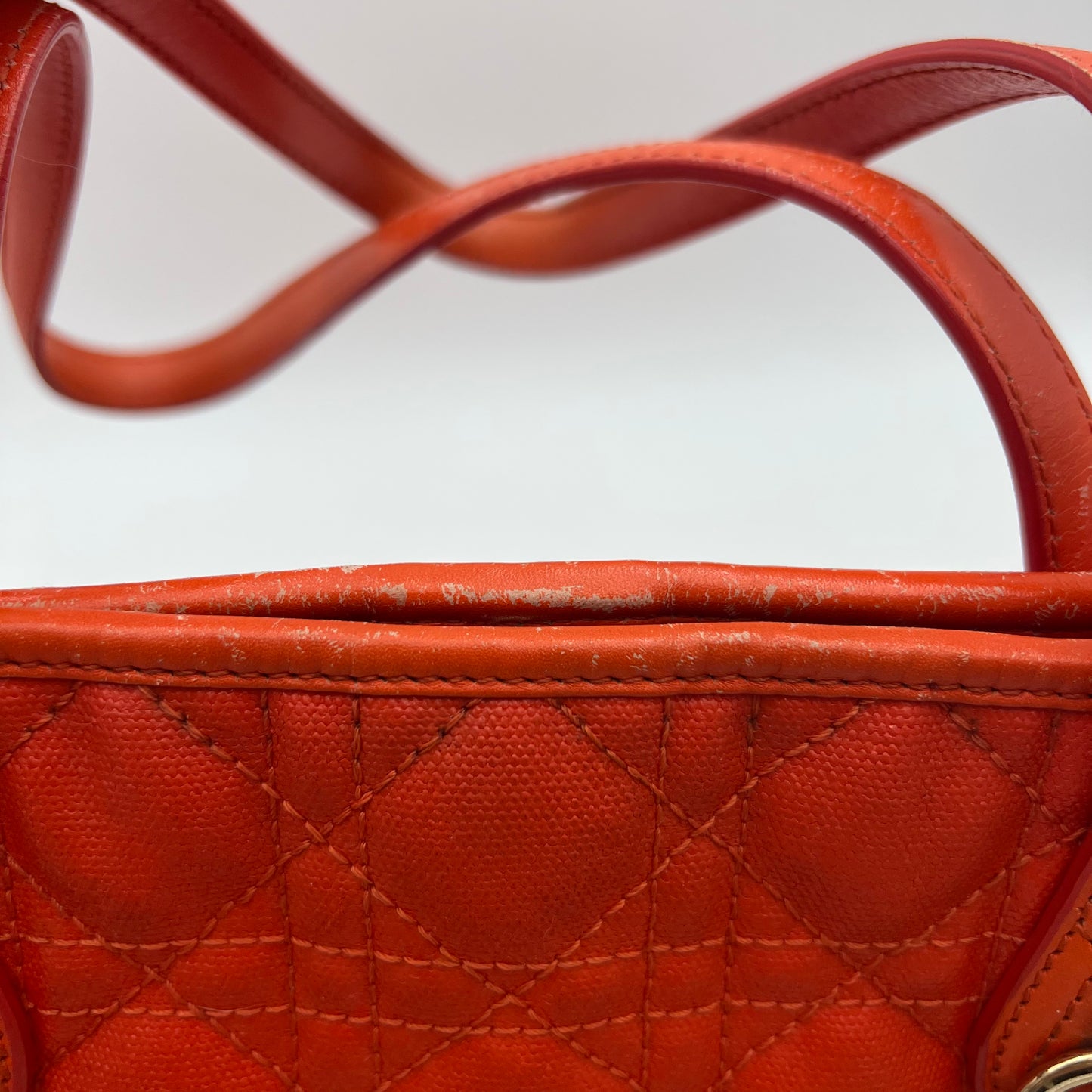 Christian Dior Orange Coated Canvas Medium Panarea Tote