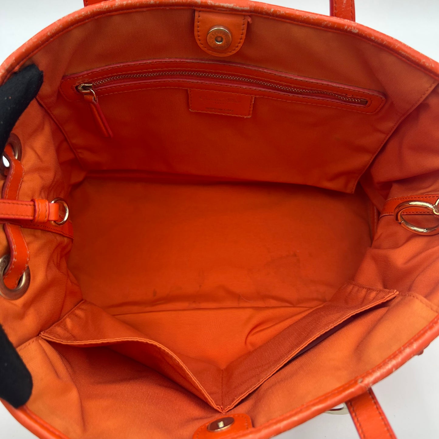 Christian Dior Orange Coated Canvas Medium Panarea Tote