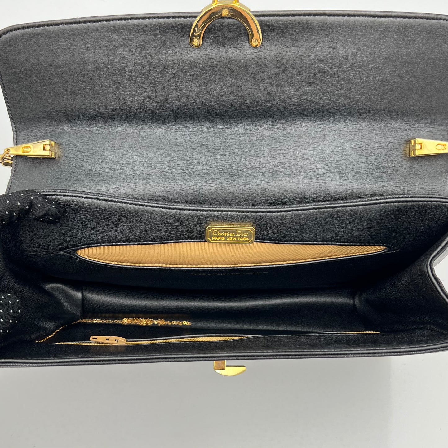 Christian Dior Black Leather Logo Box Shoulder Bag