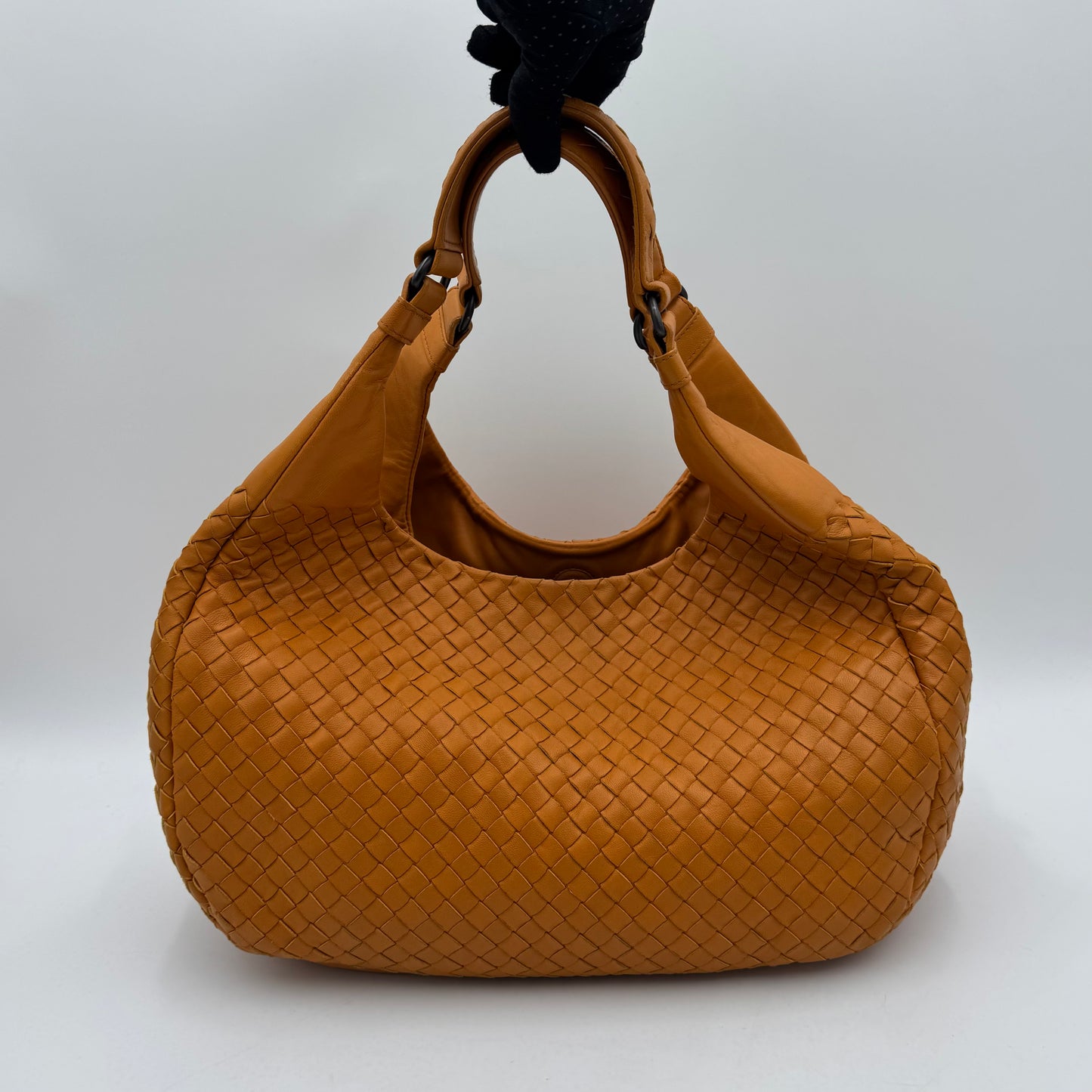 Bottega Veneta Orange Intrecciato Campana Hobo Shoulder Bag