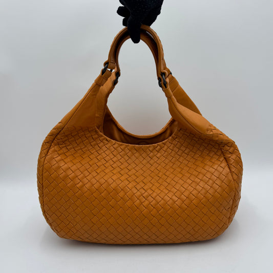 Bottega Veneta Orange Intrecciato Campana Hobo Shoulder Bag