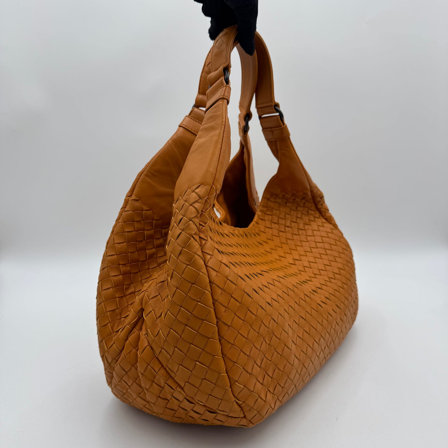 Bottega Veneta Orange Intrecciato Campana Hobo Shoulder Bag