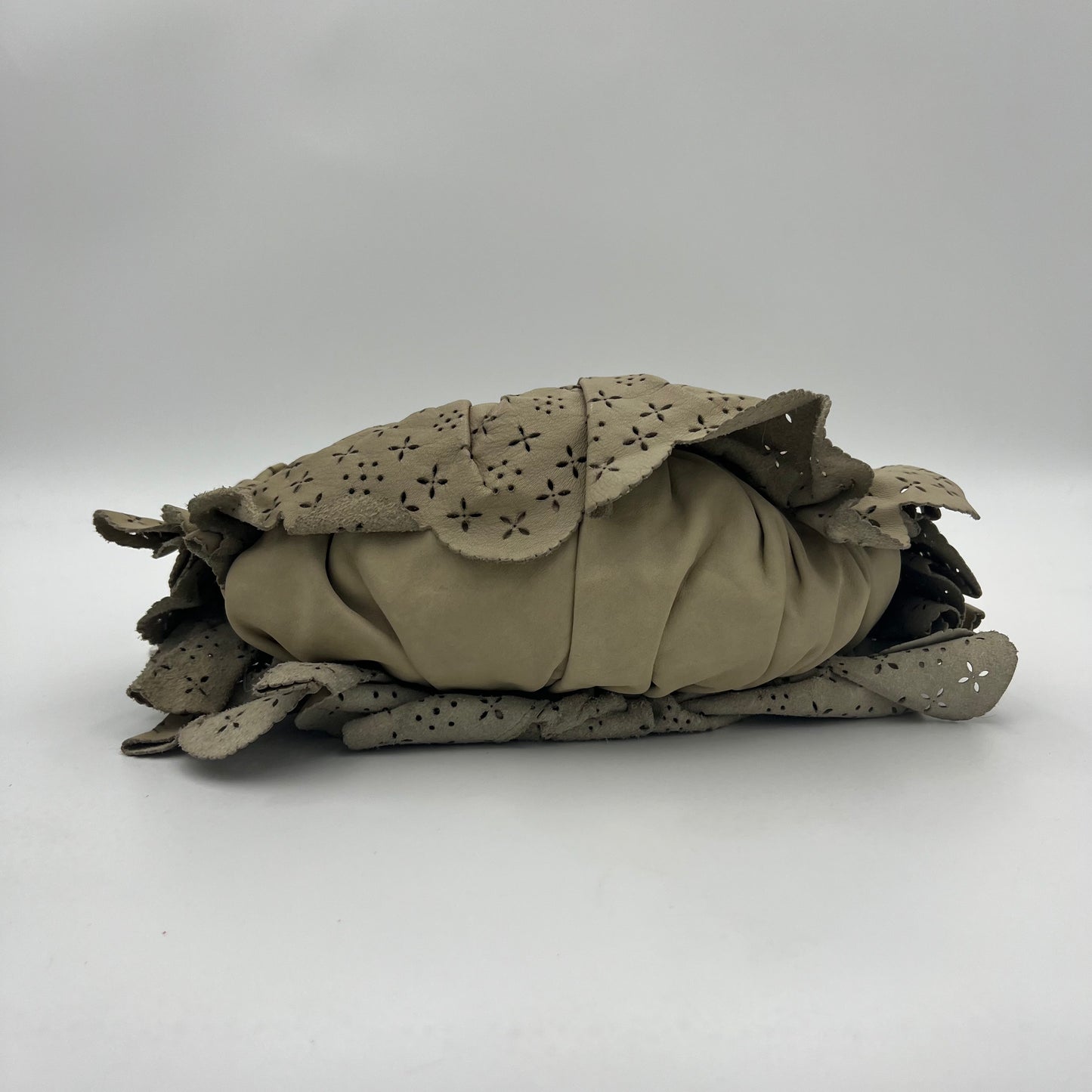 Christian Dior Beige Leather Gypsy Ruffle Hobo Bag
