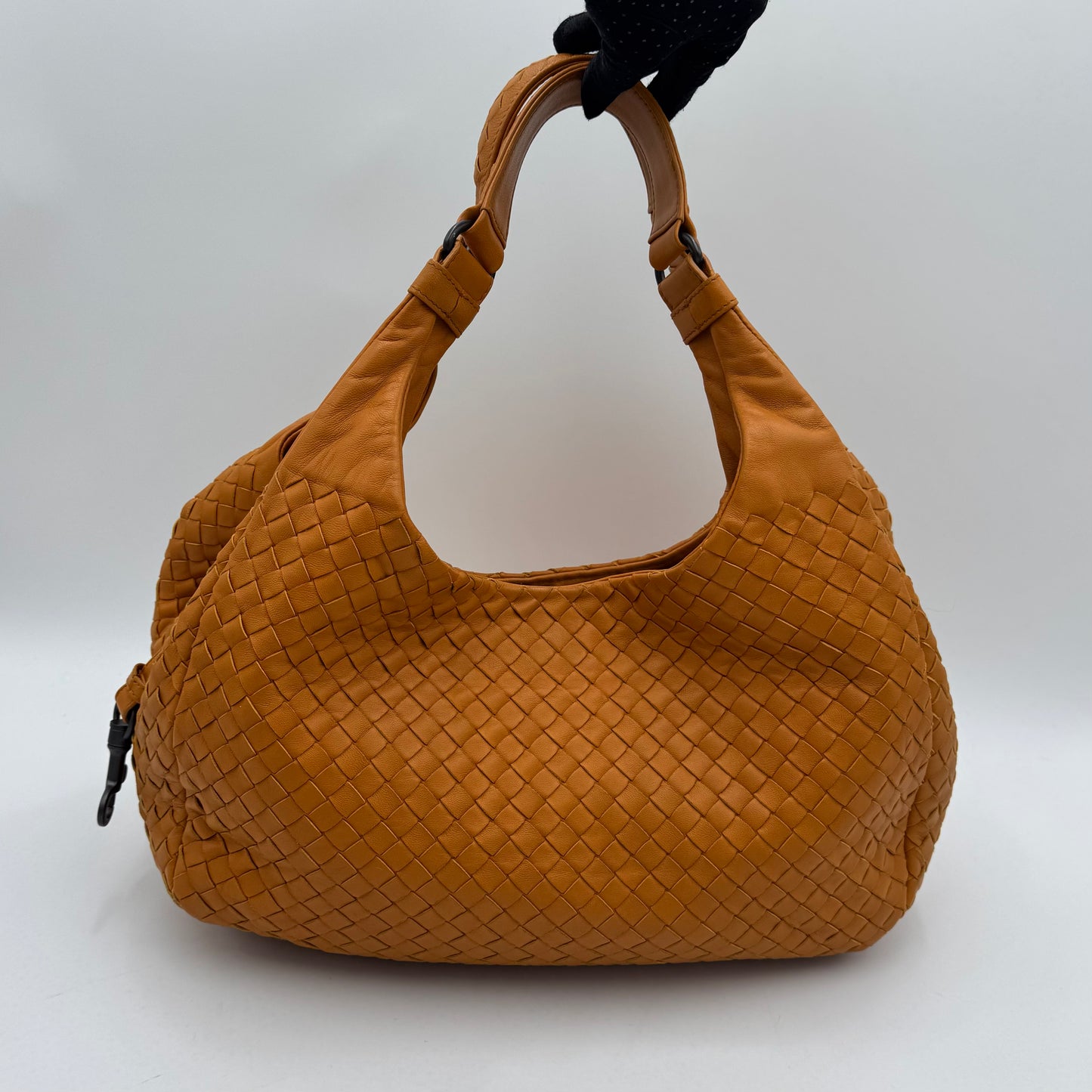 Bottega Veneta Orange Intrecciato Campana Hobo Shoulder Bag