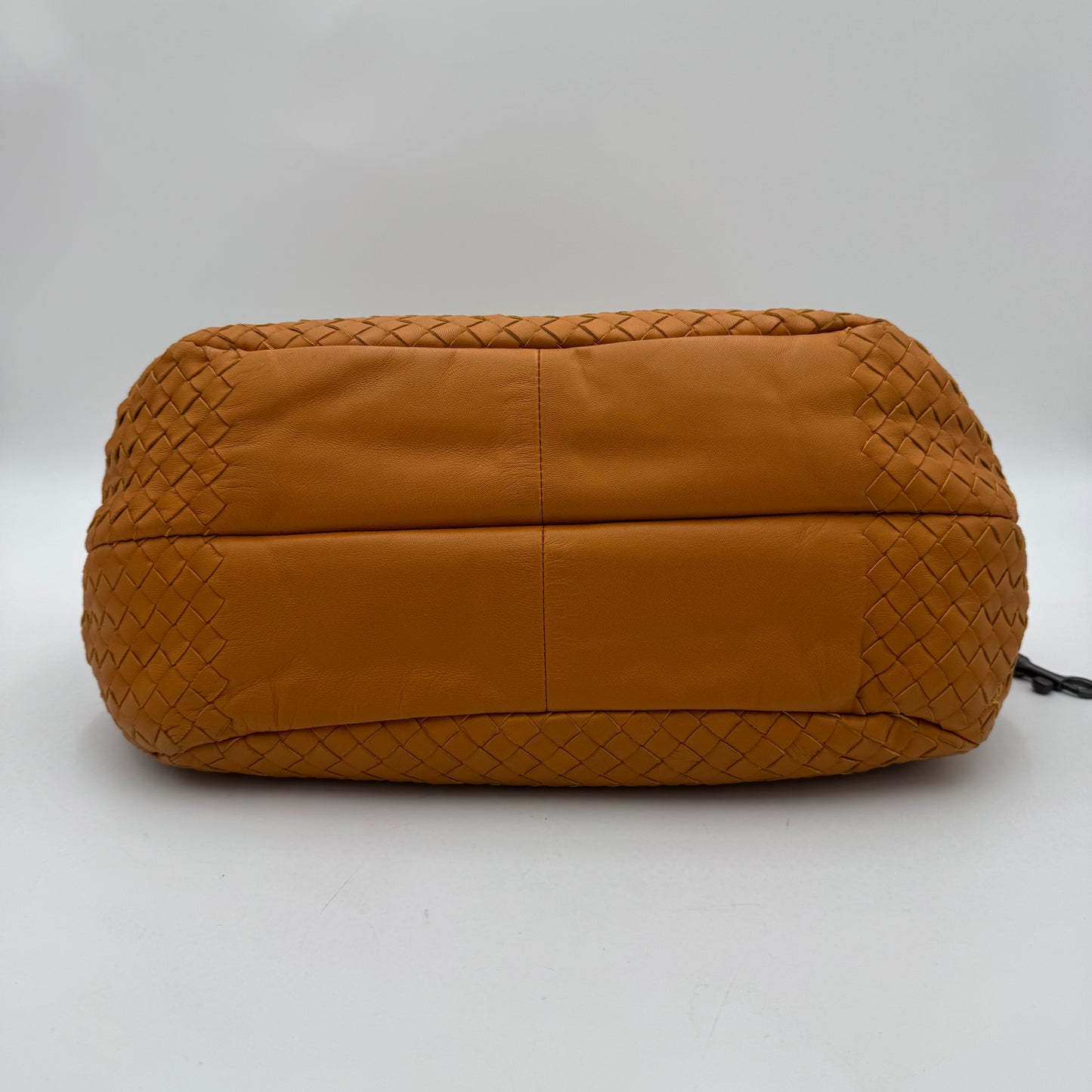 Bottega Veneta Orange Intrecciato Campana Hobo Shoulder Bag