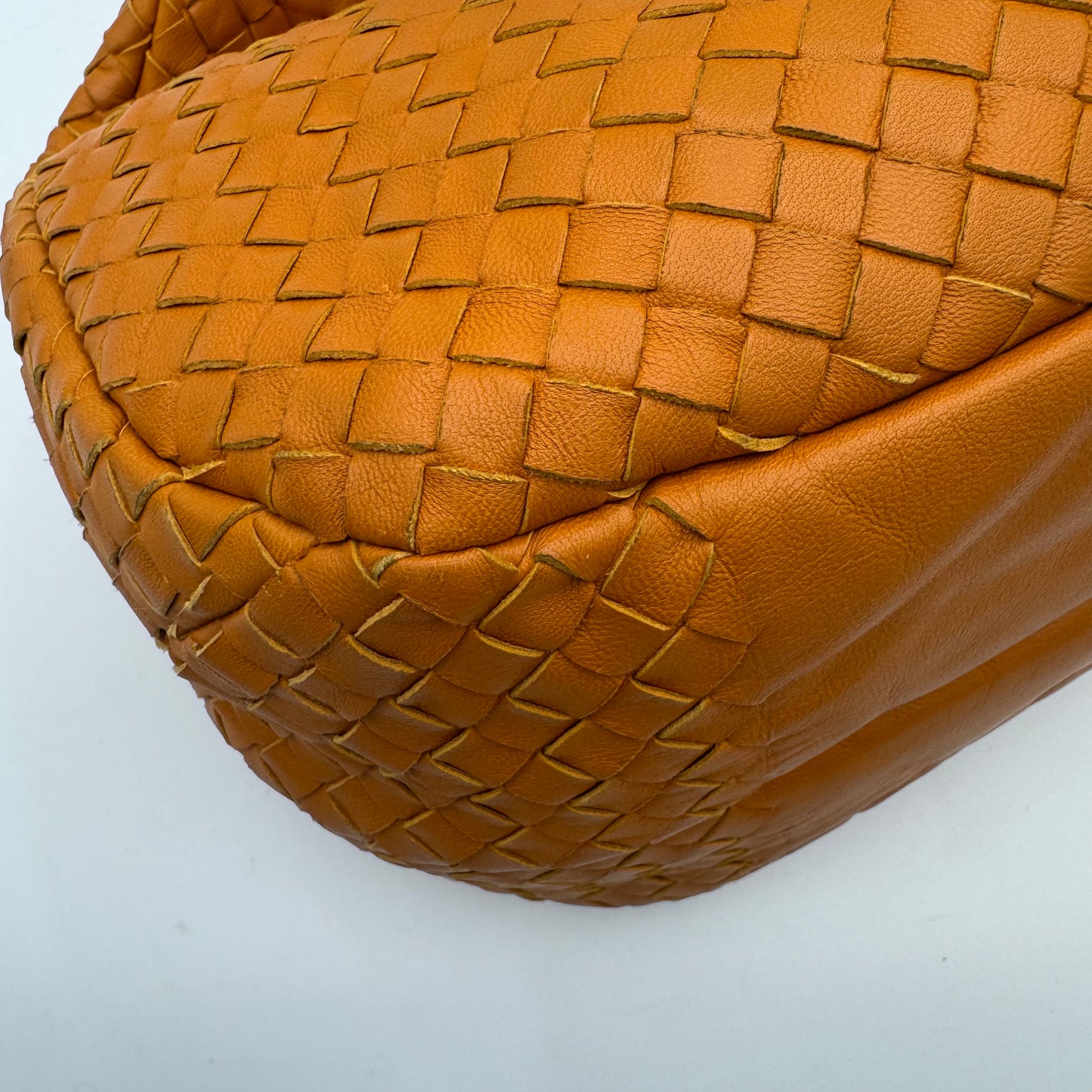 Bottega Veneta Orange Intrecciato Campana Hobo Shoulder Bag