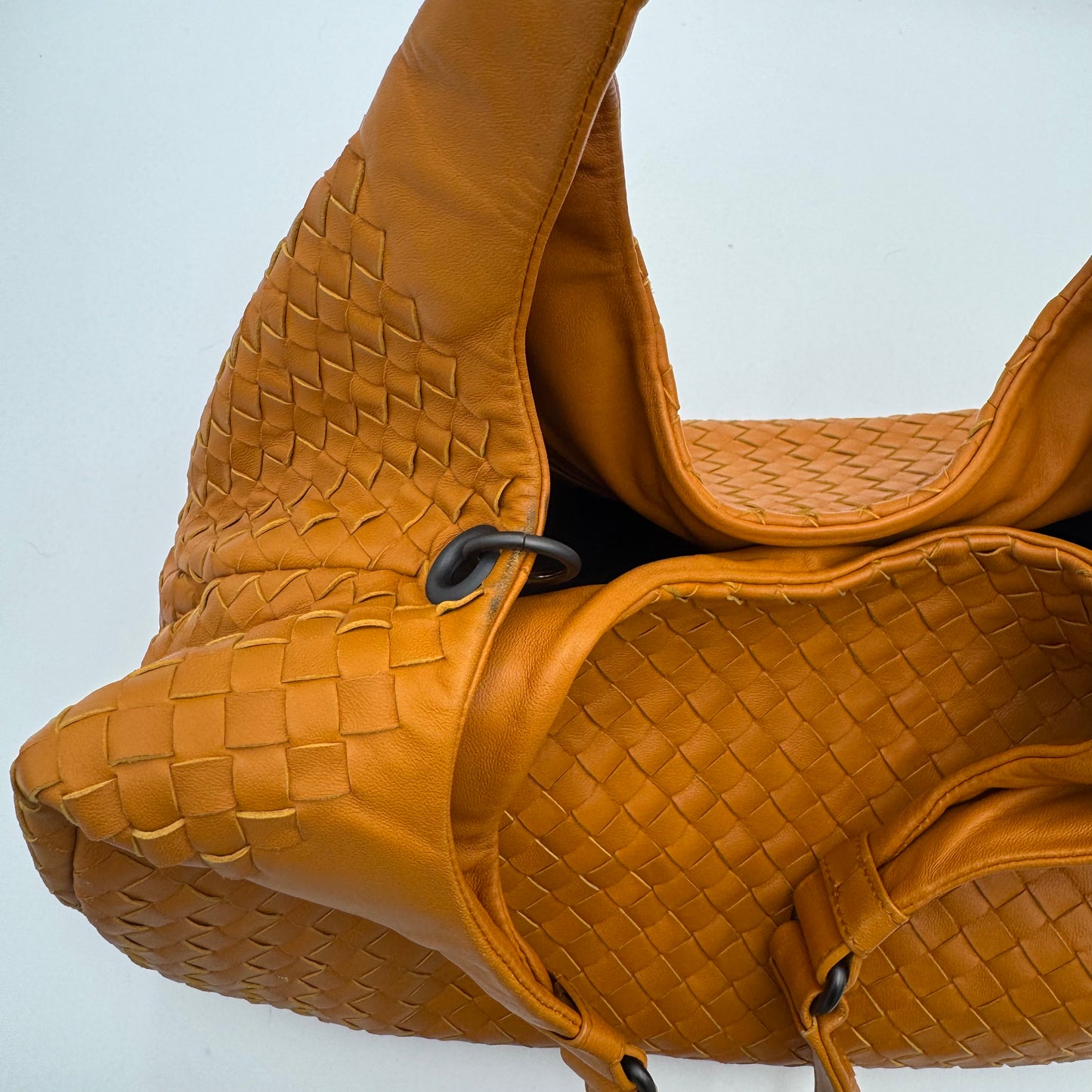 Bottega Veneta Orange Intrecciato Campana Hobo Shoulder Bag