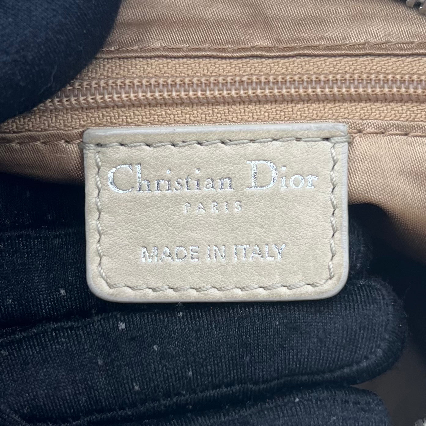 Christian Dior Beige Leather Gypsy Ruffle Hobo Bag