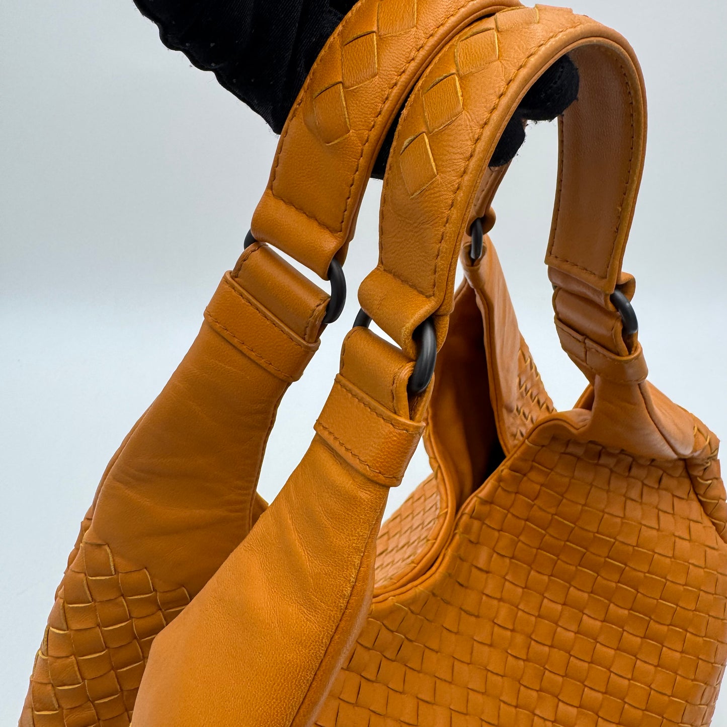 Bottega Veneta Orange Intrecciato Campana Hobo Shoulder Bag