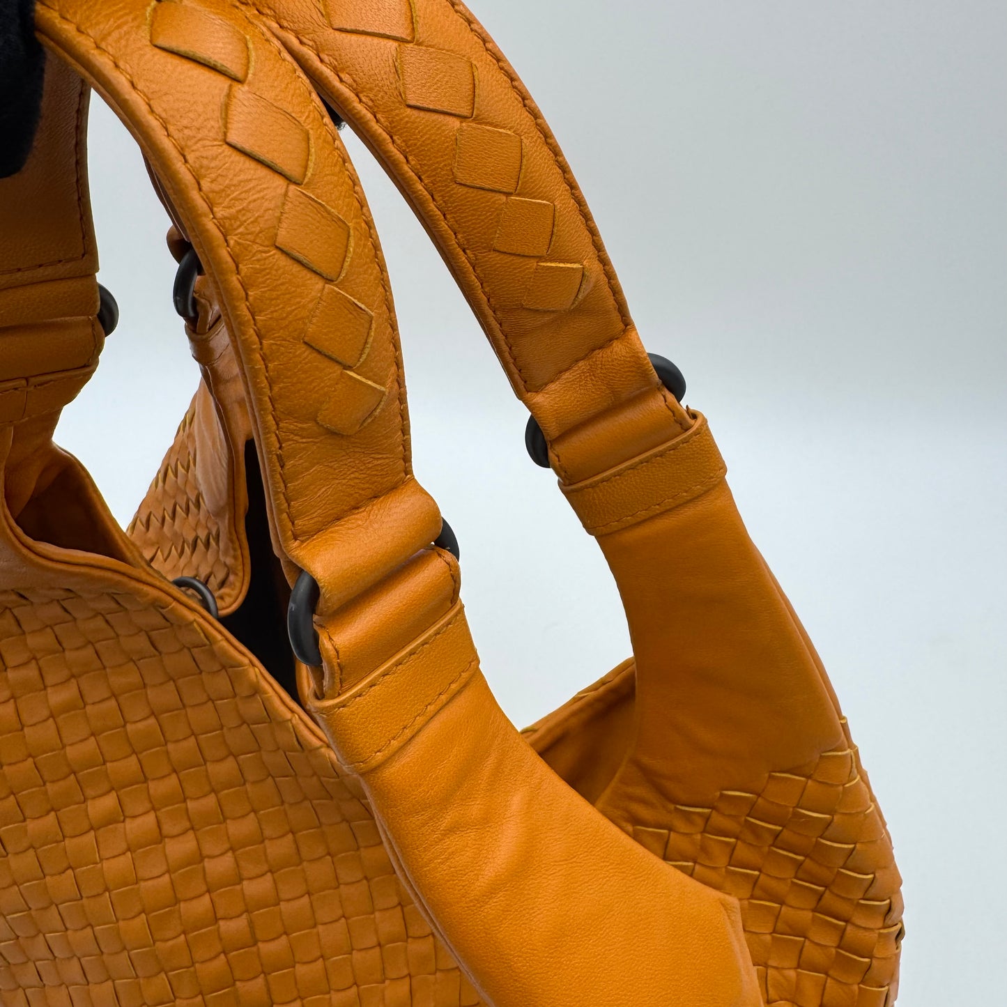 Bottega Veneta Orange Intrecciato Campana Hobo Shoulder Bag