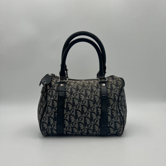 Christian Dior Black Oblique Canvas and Leather Boston 25