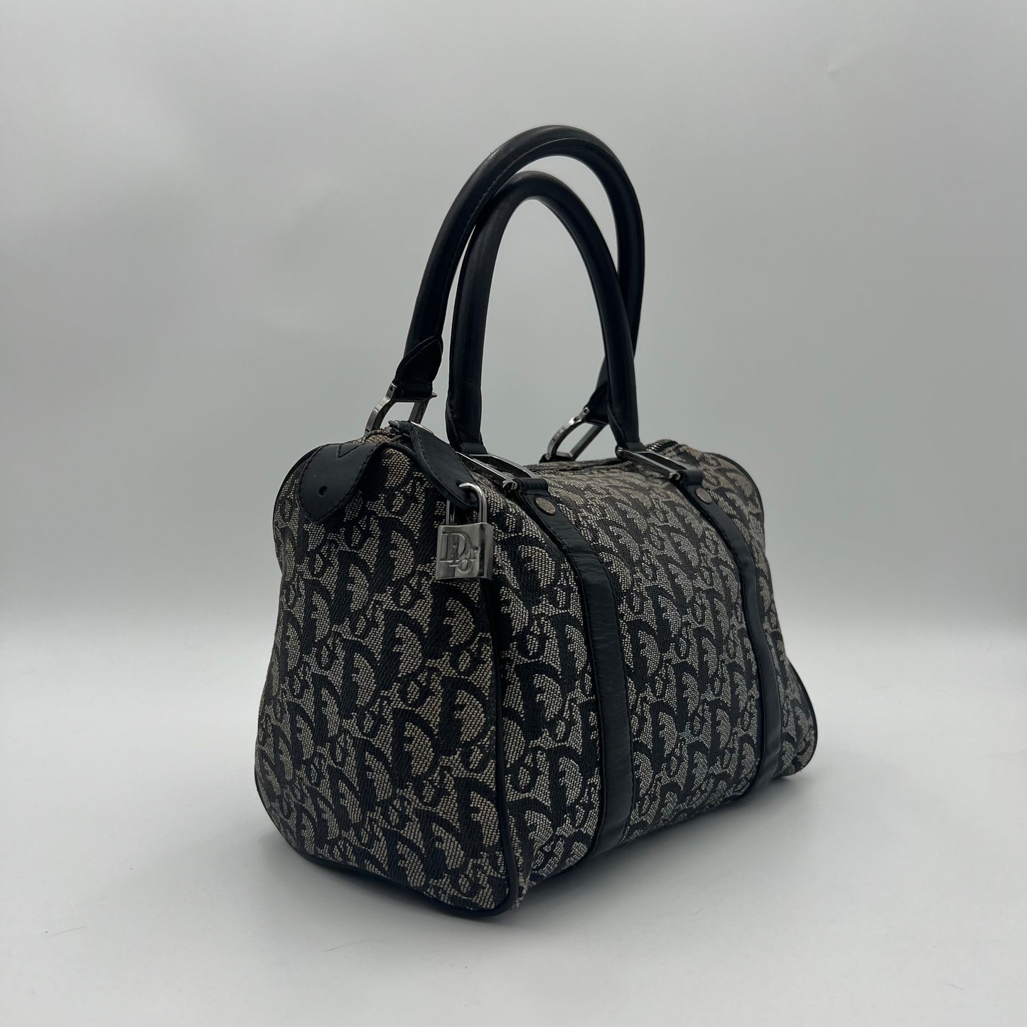 Christian Dior Black Oblique Canvas and Leather Boston 25