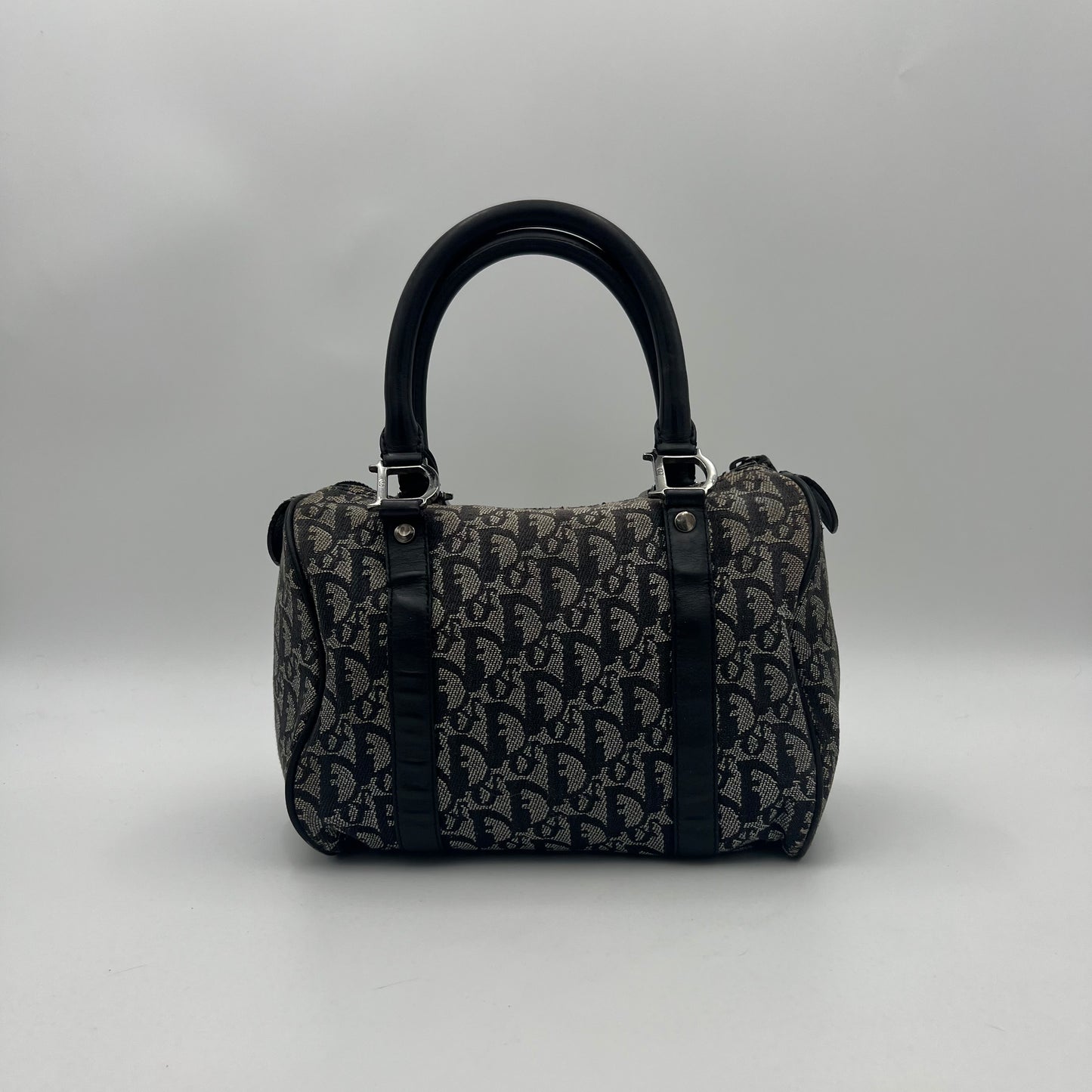 Christian Dior Black Oblique Canvas and Leather Boston 25