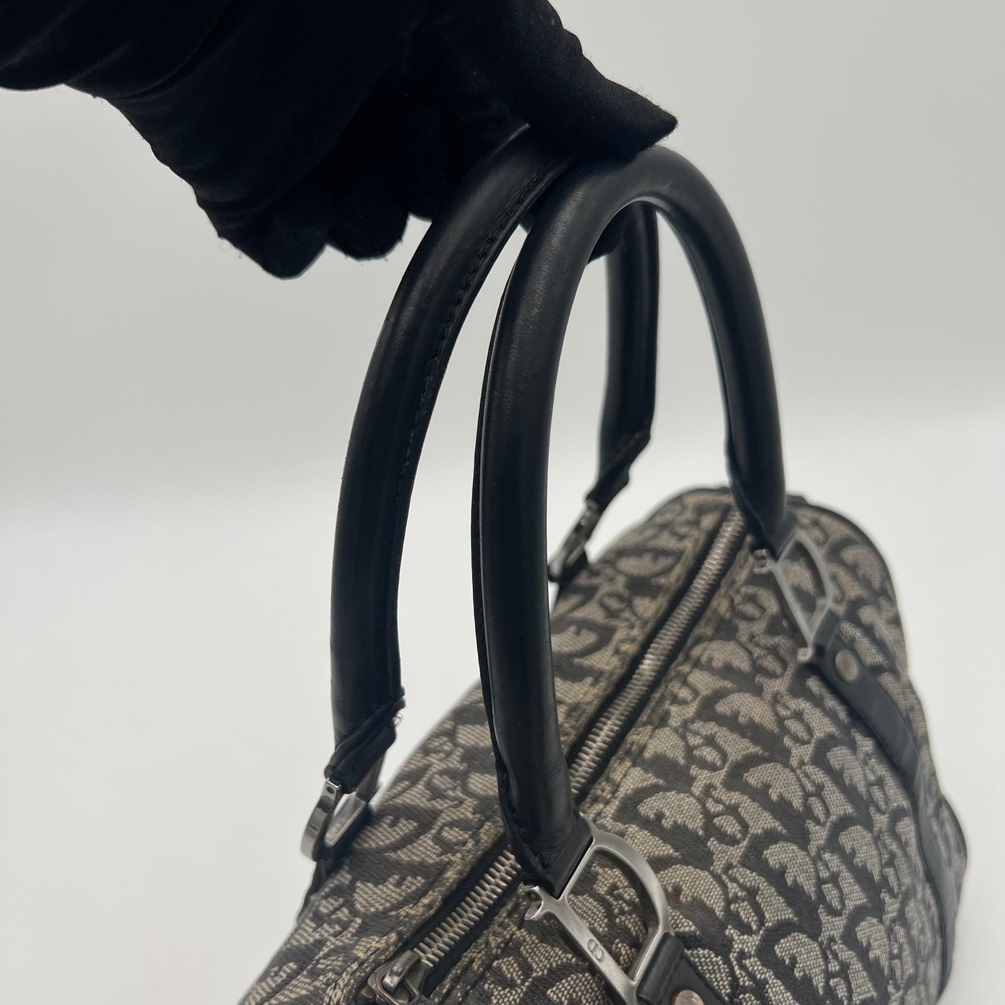 Christian Dior Black Oblique Canvas and Leather Boston 25