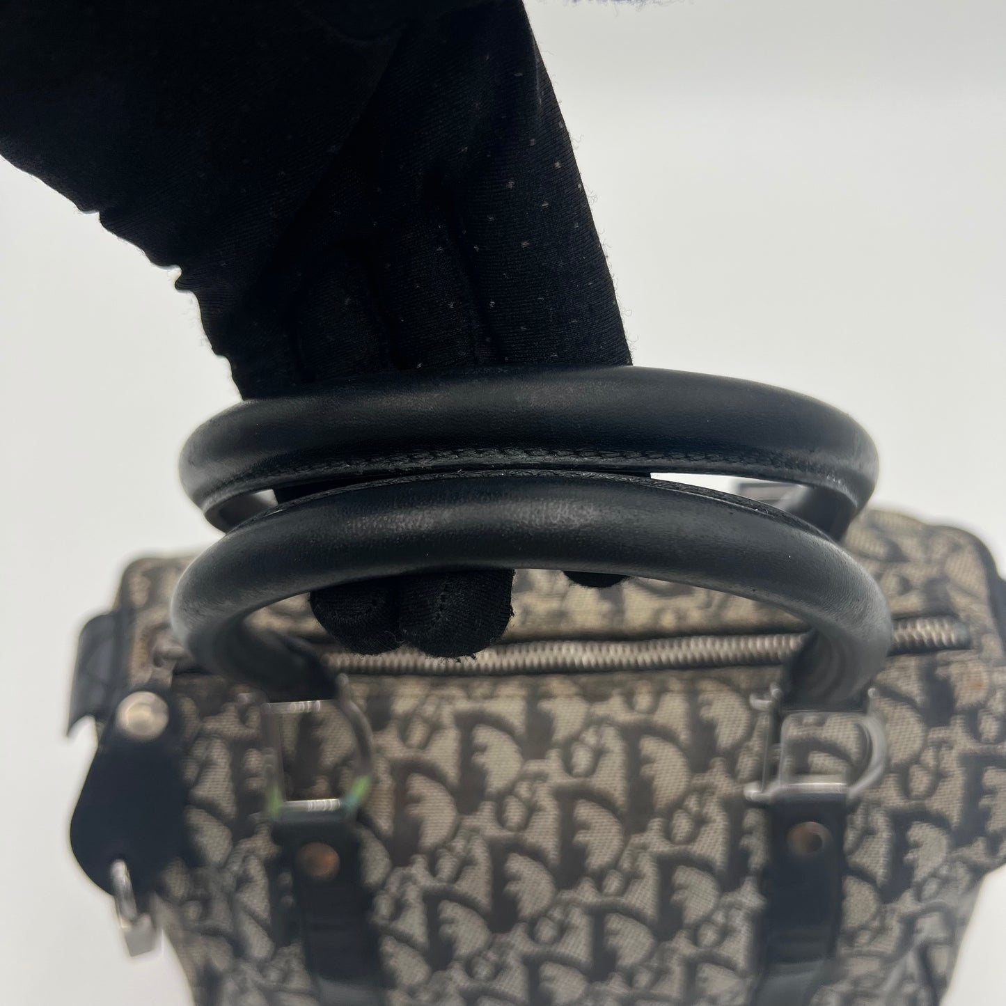Christian Dior Black Oblique Canvas and Leather Boston 25
