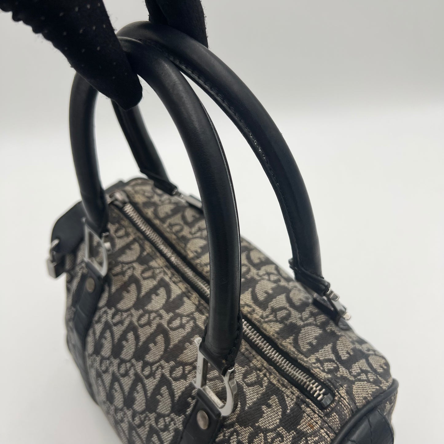 Christian Dior Black Oblique Canvas and Leather Boston 25