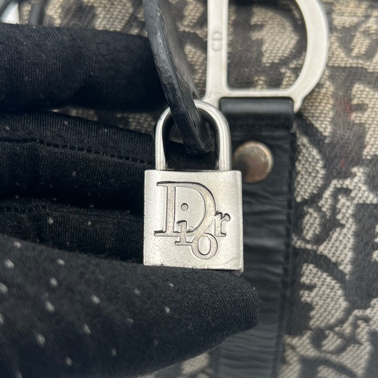 Christian Dior Black Oblique Canvas and Leather Boston 25