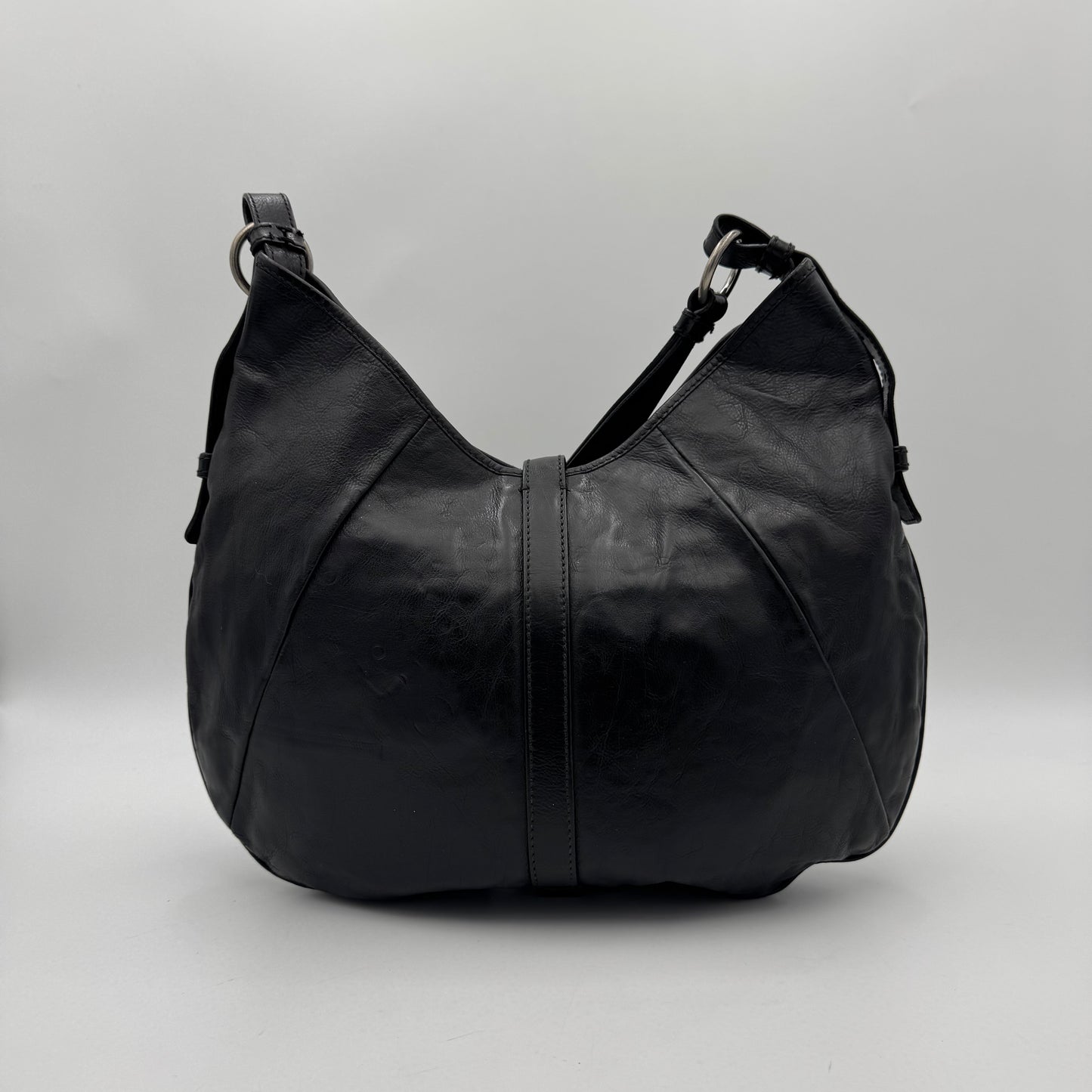 YSL Black Leather Mombasa Hobo Bag