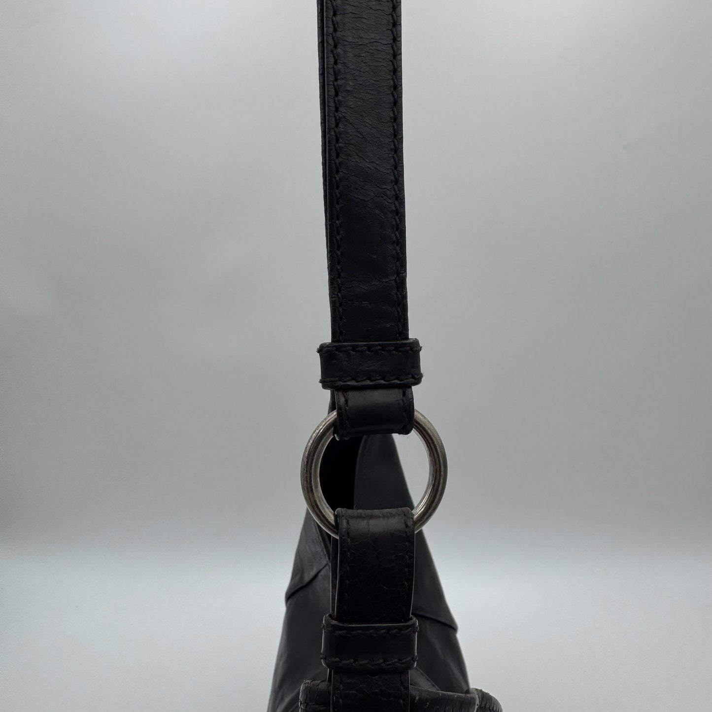 YSL Black Leather Mombasa Hobo Bag