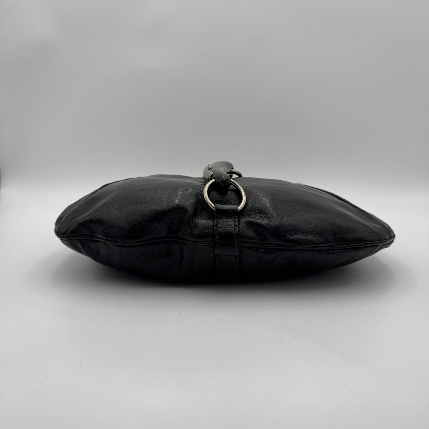 YSL Black Leather Mombasa Hobo Bag