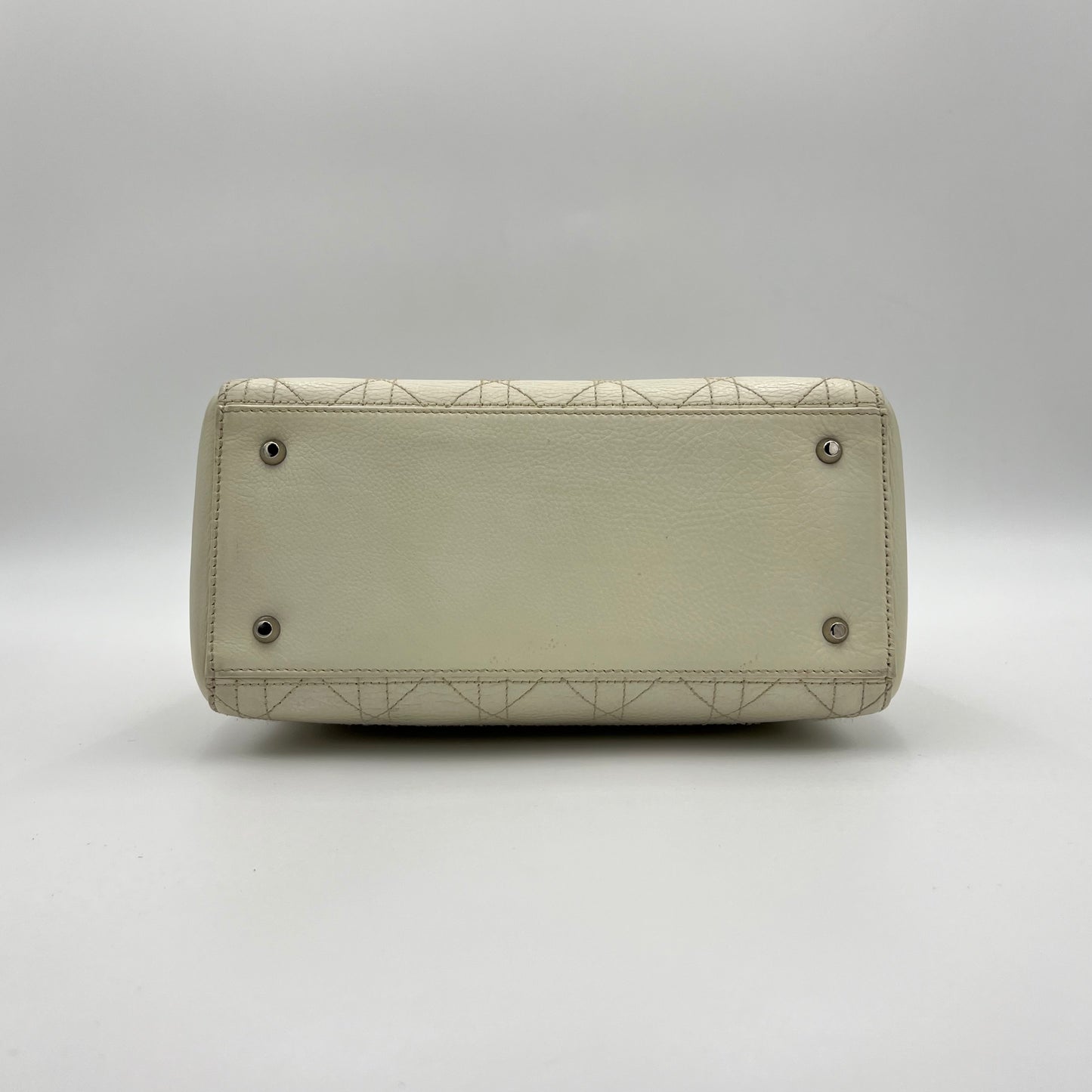 Christian Dior White Leather Cannage Lady Dior SHW