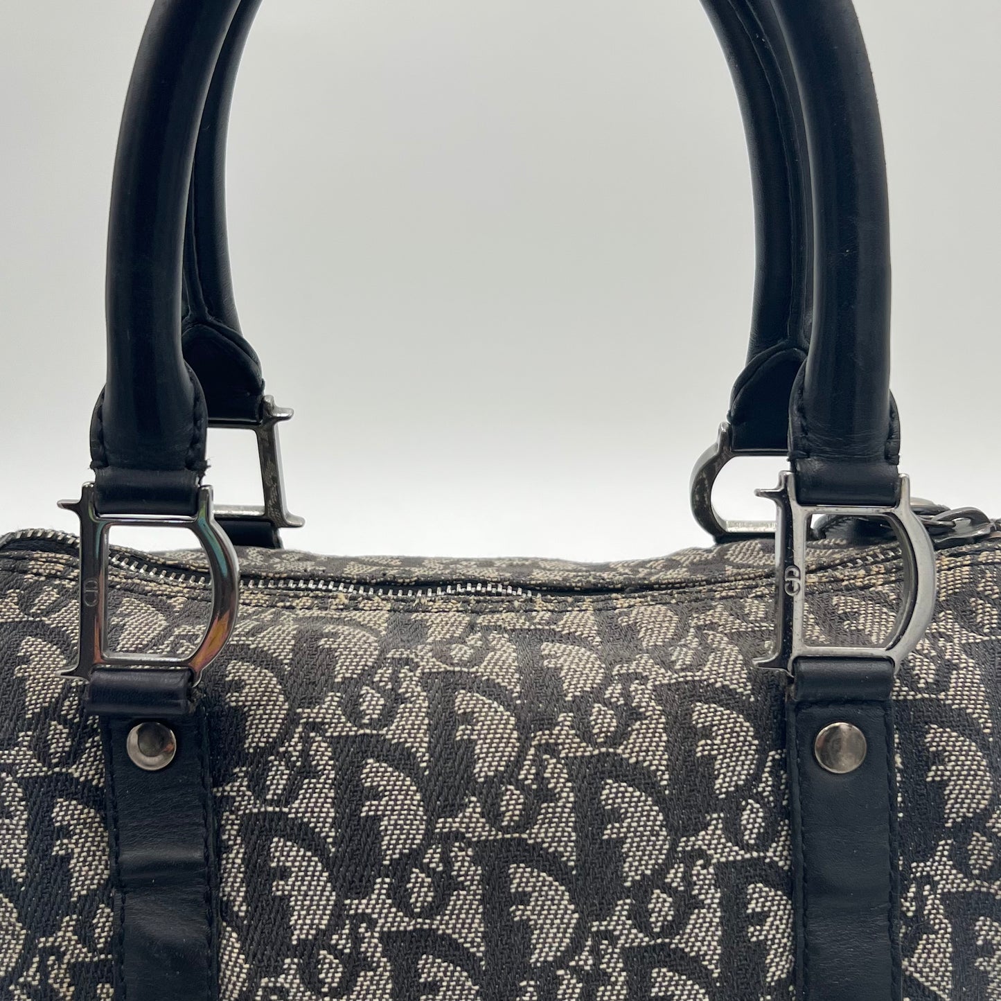 Christian Dior Black Oblique Canvas and Leather Boston 25