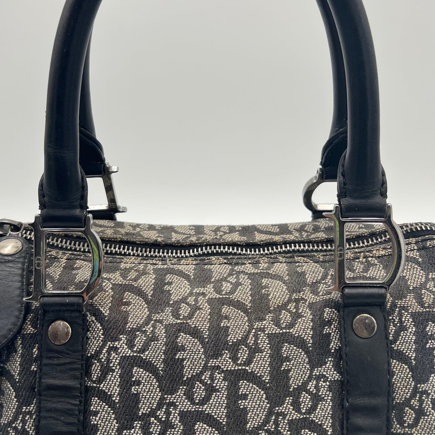Christian Dior Black Oblique Canvas and Leather Boston 25