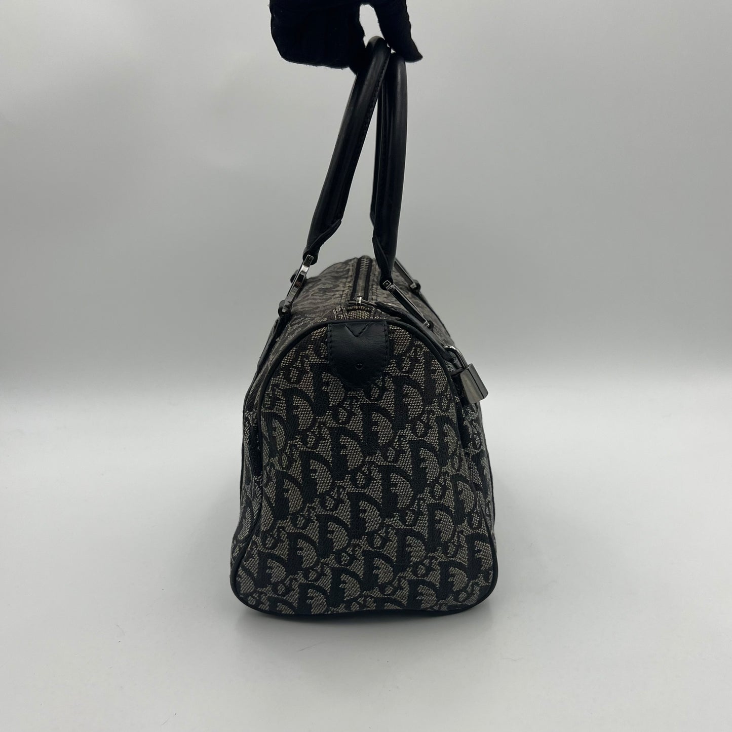 Christian Dior Black Oblique Canvas and Leather Boston 25