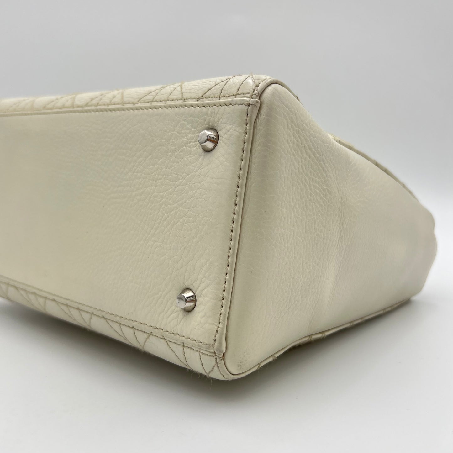 Christian Dior White Leather Cannage Lady Dior SHW